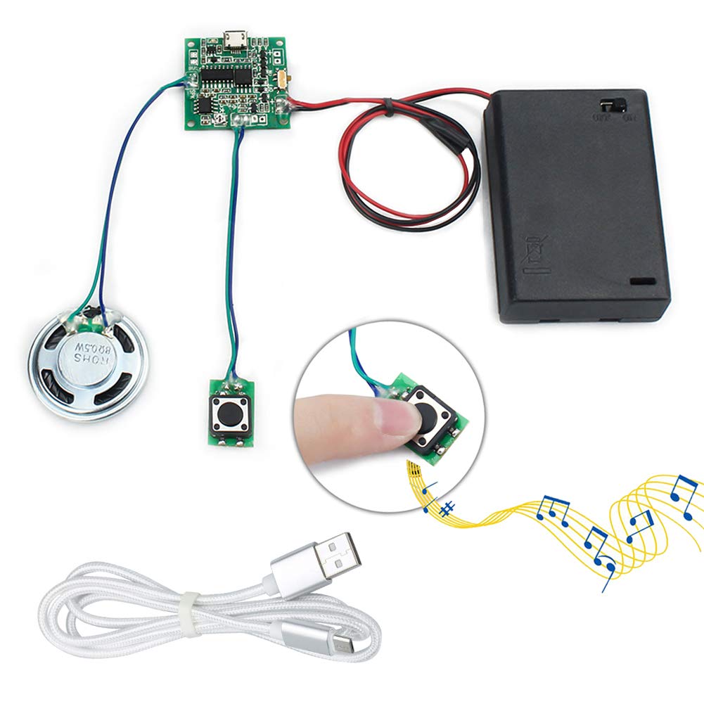 Wayintop Sound Module Button Control Music Voice Player Programmable Talk Chip Musical 8Mb Mp3 Wav Usb Downloadable With Aa Batt