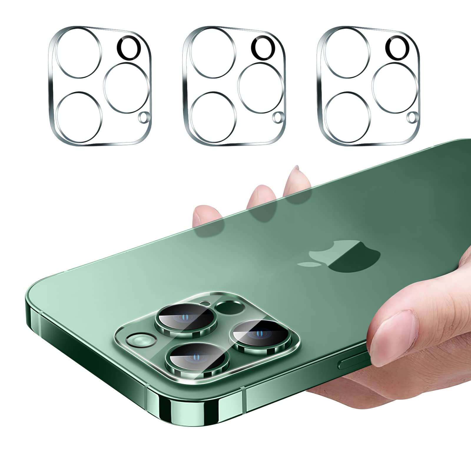 Hlija 3Pcs Rear Back Camera Lens Protector Tempered Glass For Iphone 13 Pro/13 Pro Max   Hd Clear Full Coverage Guard