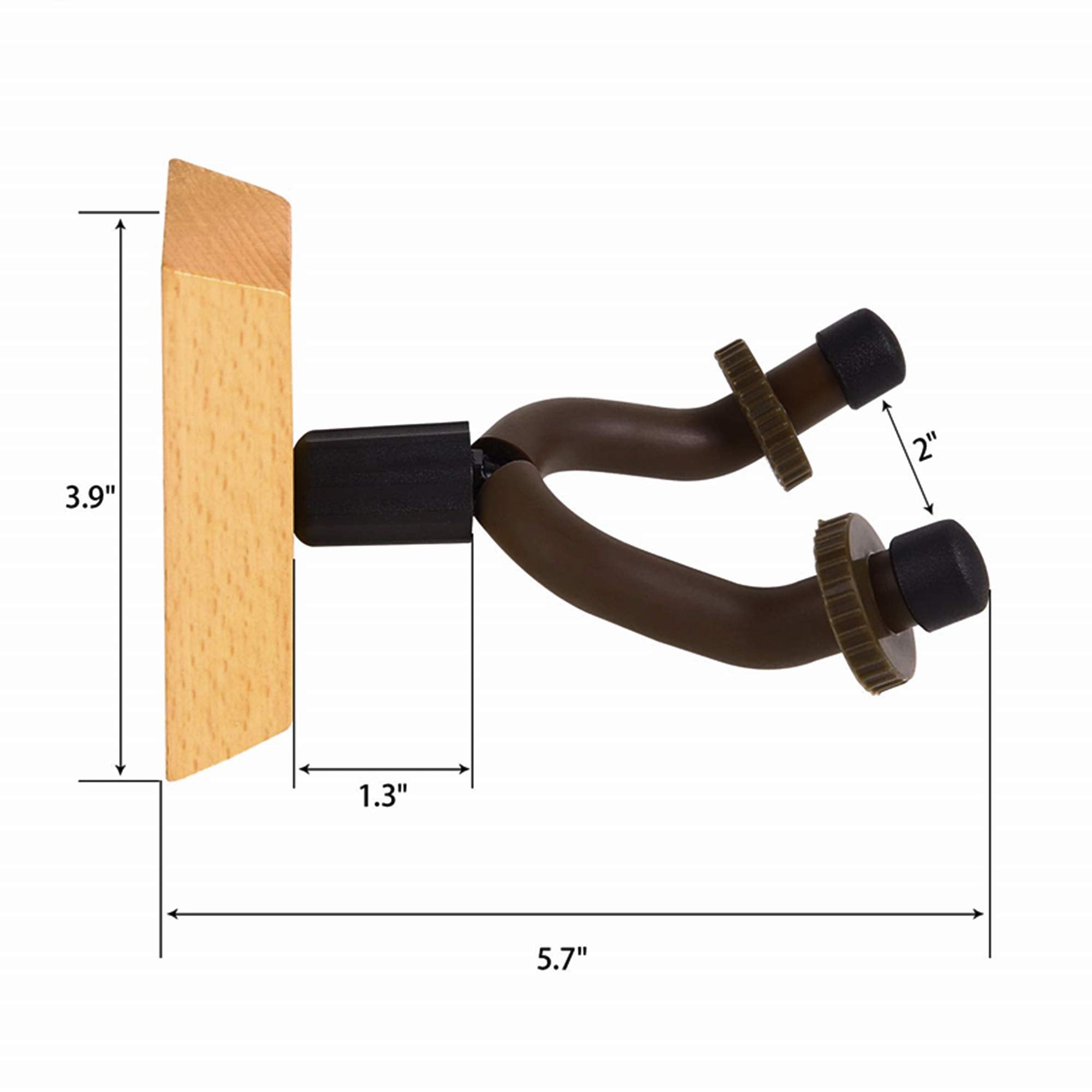 CC CAIHONG Guitar Wall Mount Hanger 6 Pack - Hardwood Hook Holder for Guitars, Bass, Ukulele - Easy to Install with Screws