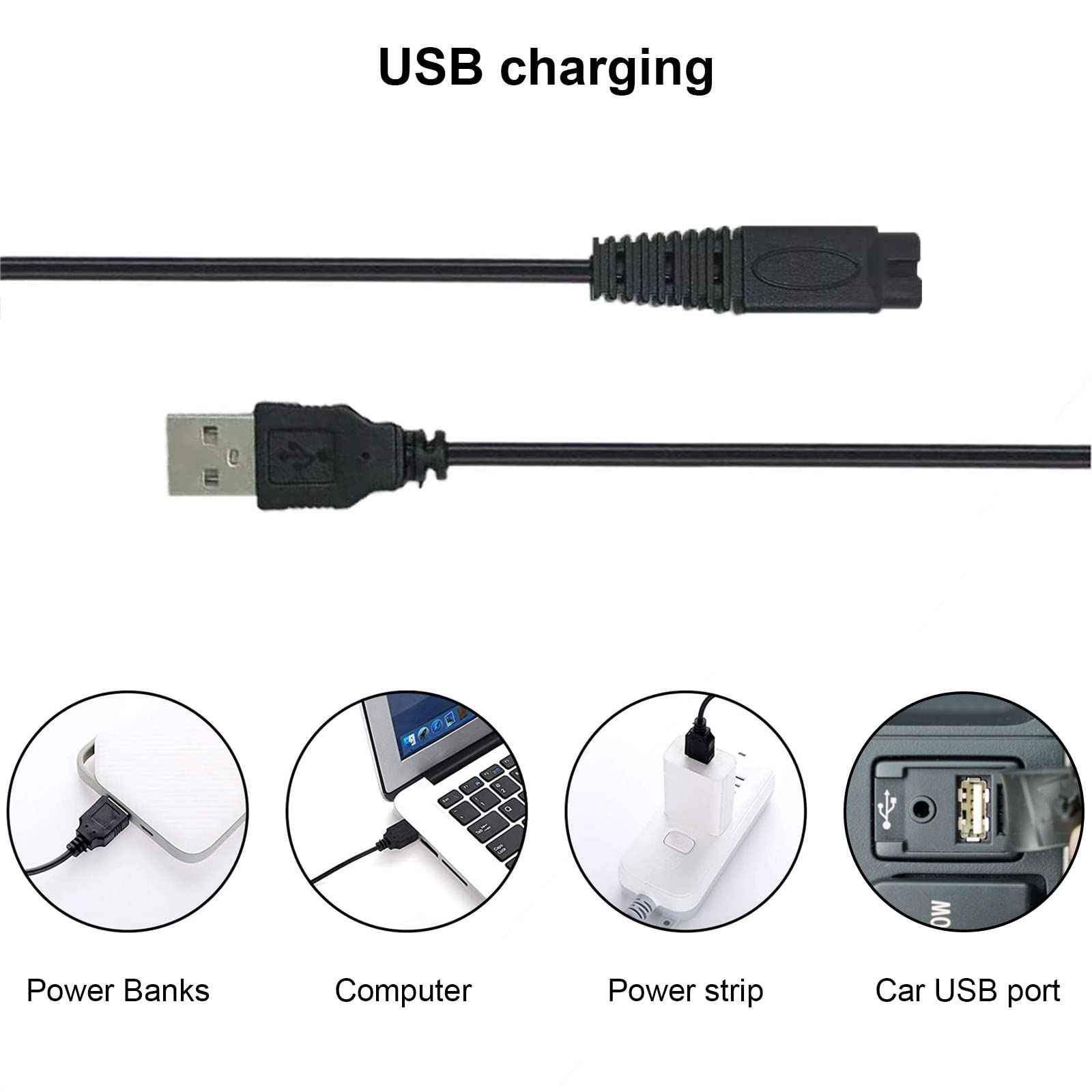 2 Pack Shaver Charger Usb Cord For Microtouch Solo Electric Shaver Solo Trimmer Charging Cable 31.5 In With 4 Cleaning Brush