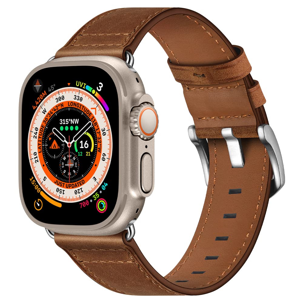 Cinors Big Wrist Xl Band Compatible With Apple Watch Ultra2 49Mm Mens Bands Dark Brown Vintage Extra Long Xxl Replacement Strap