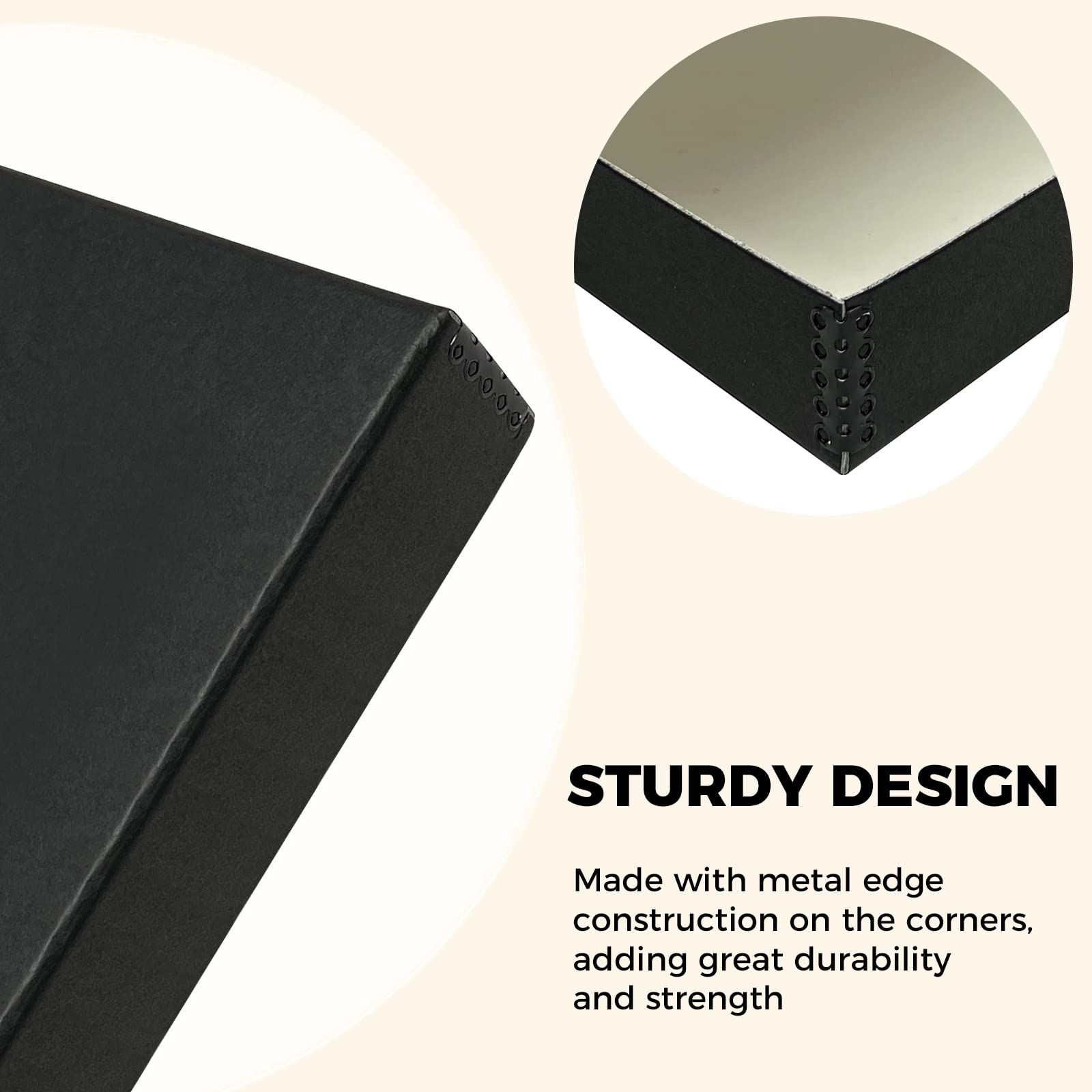 Golden State Art, Archival Folio Storage Box 9X12, Clamshell Design With Metal Edge, Preserve And Store Photos Documents Cards Prints Arts And Crafts Diy, Black