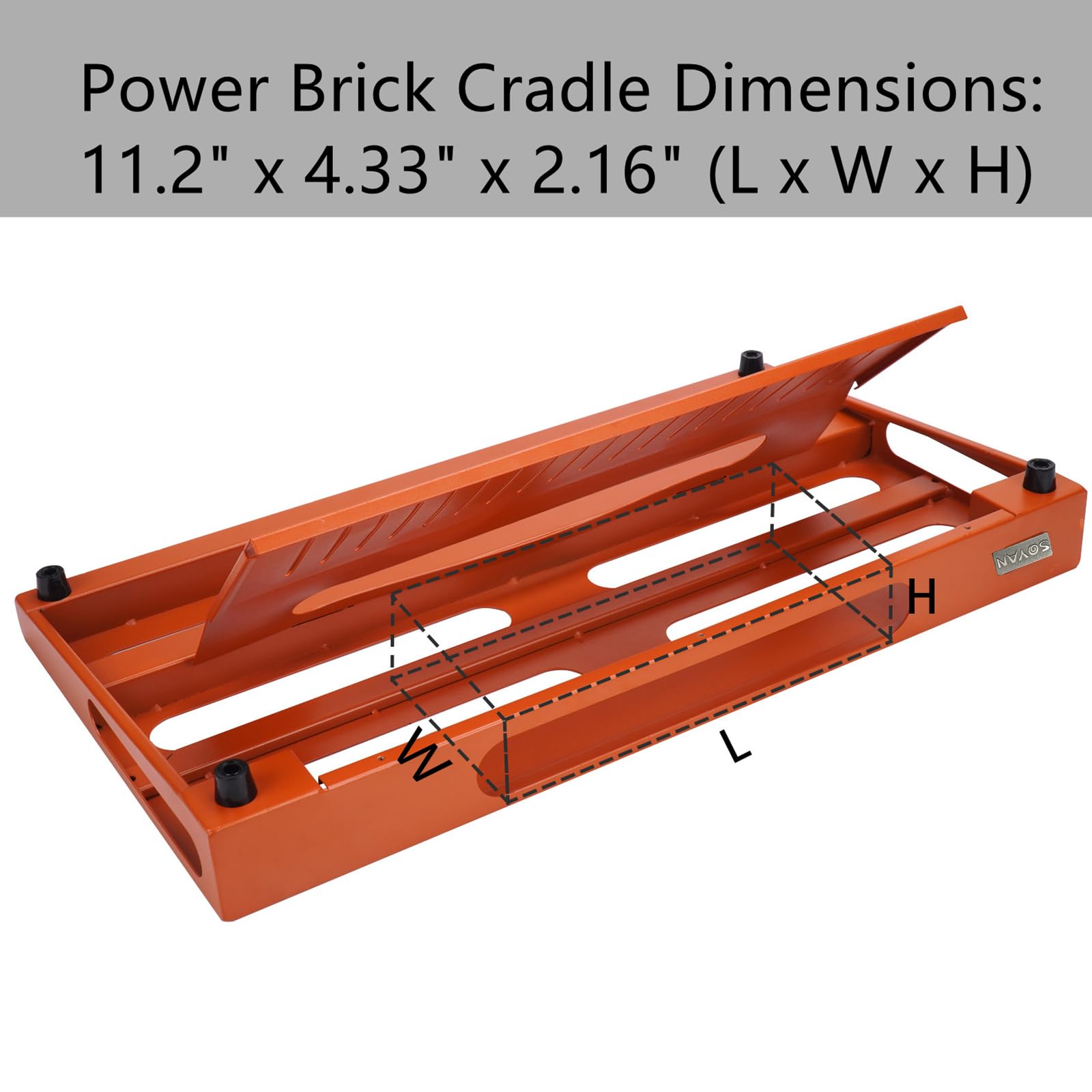 Soyan 22 X 12.5 Large Guitar Pedal Board With Power Supply Cradle, Carry Bag Included, Inspiring Orange (Spb-22Or)