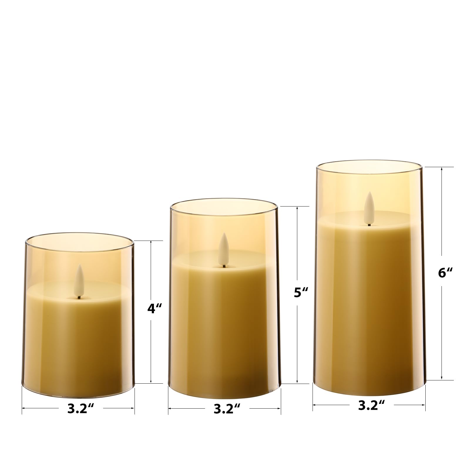 Knourt Flameless Candles With Remote And Timer, Gold Acrylic Battery Operated Flickering Led Pillar Candles For Romantic Ambianc