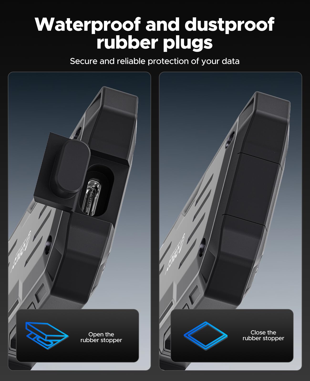 ORICO 2TB External SSD Up to 2000MB/s, Interface Extra Protection, Waterproof and Dust Proof, Rugged and Reliable Outdoor Portable Solid State Drives for Action Camera, Smartphone, Laptop   O20