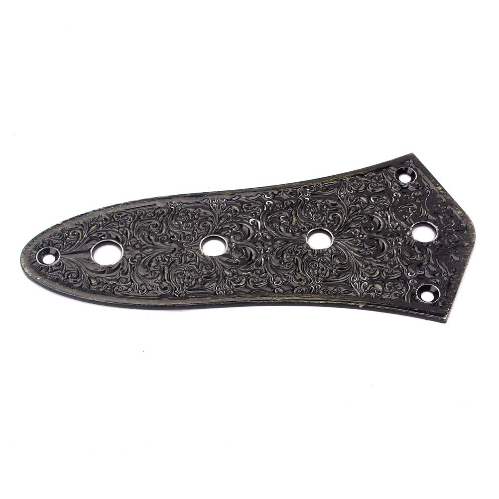 Artibetter 4 Hole Jazz Bass Control Plate Vintage Alloy Jazz Bass Parts (Black)