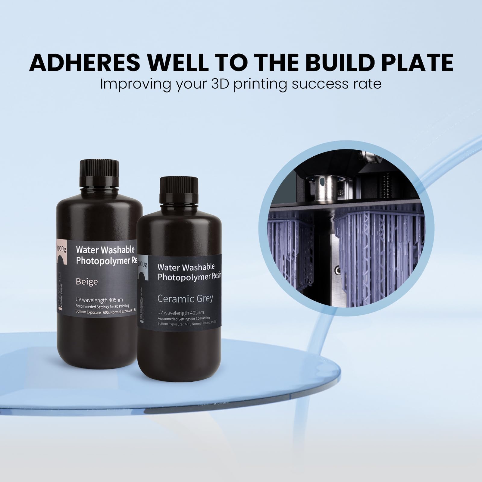 Elegoo Water Washable 3D Printer Resin Uv Curing Resin 405Nm Standard Photopolymer Resin For Mars Saturn Jupiter Msla Dlp Lcd 3D