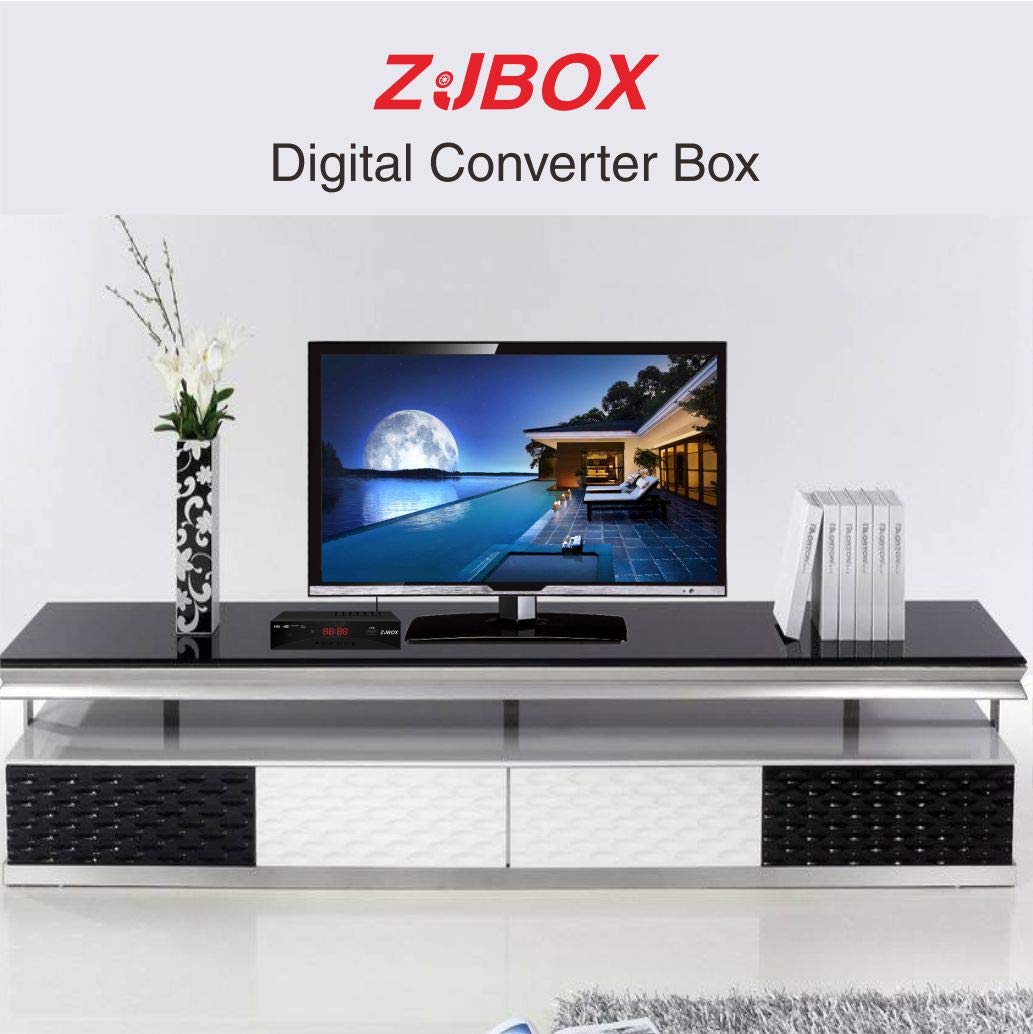 Digital Tv Converter Box, Atsc Cabal Box   Zjbox For Analog Hdtv Live1080P With Tv Recording&Playback,Hdmi Output, Timer Setting