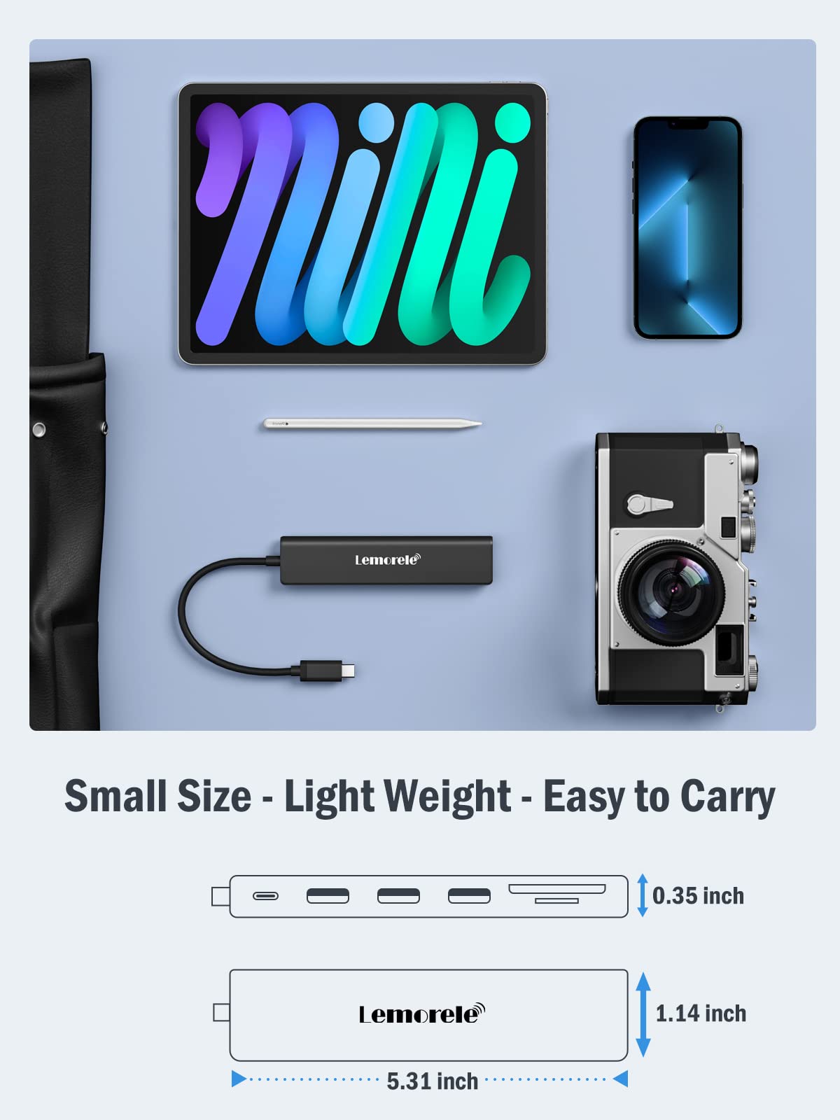 Lemorele Usb C Hub, Type C Hub Adapter 7 In 1 With Hdmi 4K@30Hz, 100W Pd Charging, 1 Usb3.0 5Gbps Data Port, 2 Usb 2.0, Sd/Tf, U