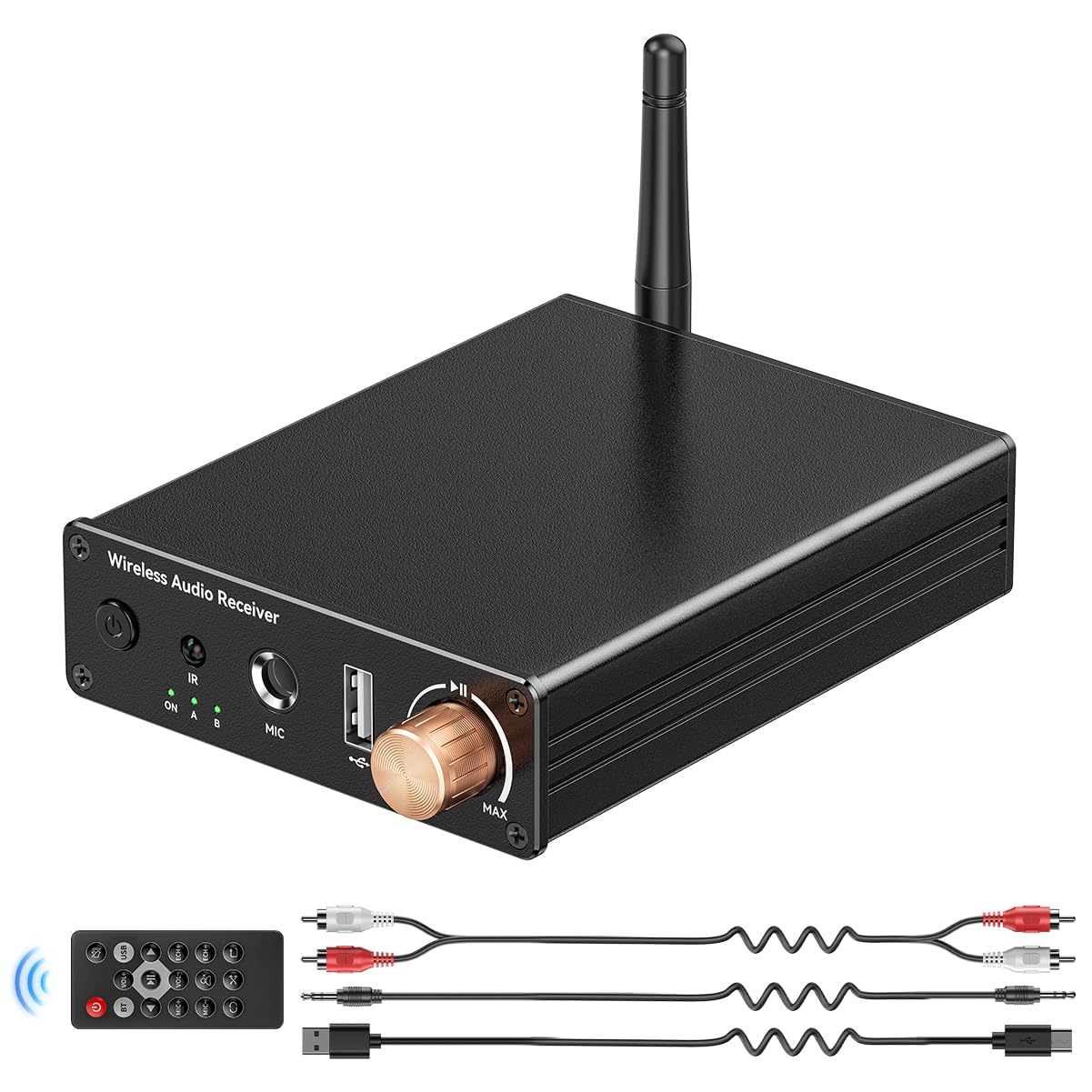 [Upgraded] Bluetooth 6.0 Receiver,Wireless Bluetooth Long Range Low Latency for Home Audio Music Streaming Stereo Systems,with A