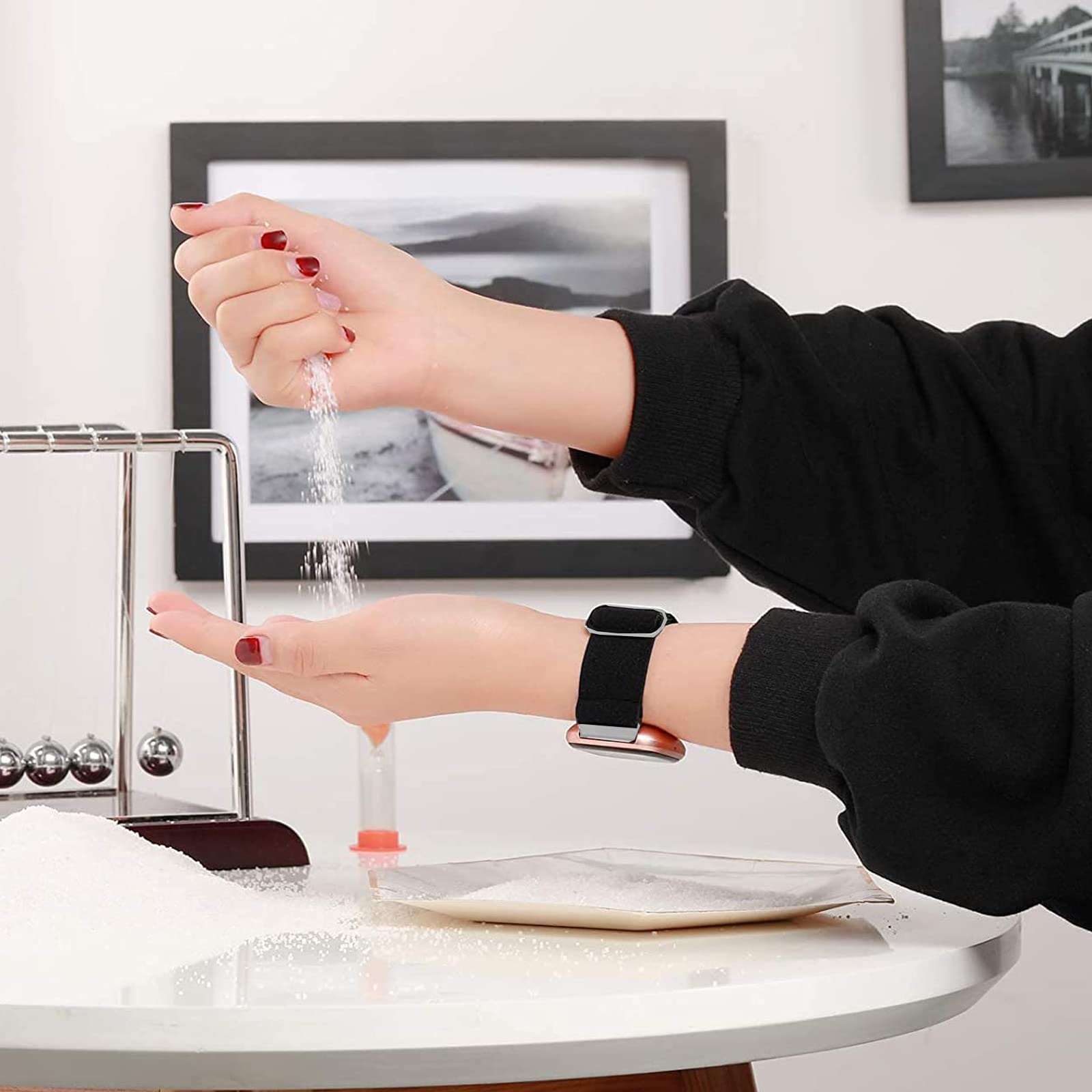 Compatible For Qonbink Smart Watch Bands, 22Mm Stretch Elastics Nylon Adjustable Replacement Strap Accessories For Men & Women C