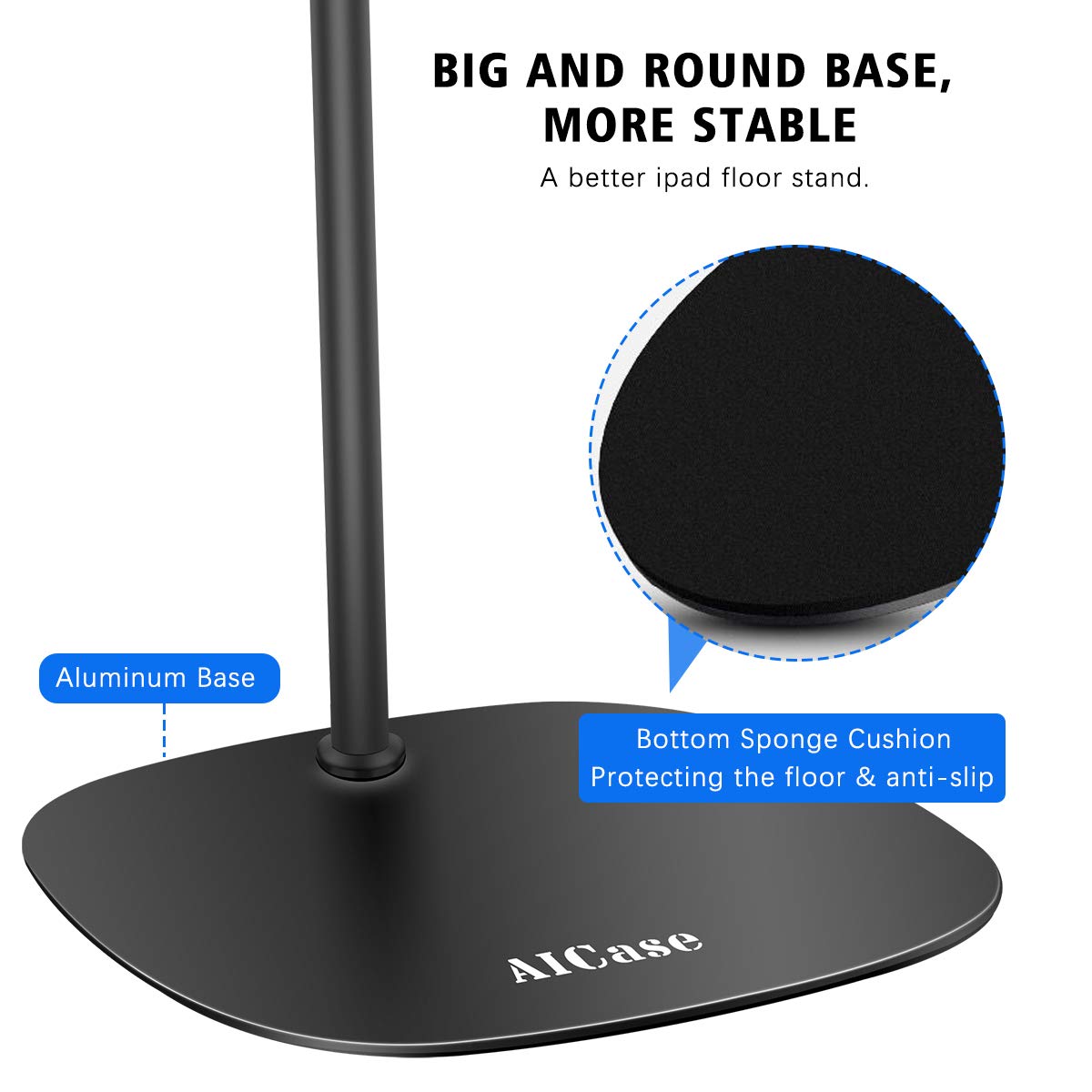 AICase Aluminium Adjustable Height Adjustable (91 cm   137 cm) & 2.2 kg Stable Base with Gooseneck Compatible with iPad/Tablet from 4.6 13 Inches/Mobile Phone Holder Holder Floor Stand