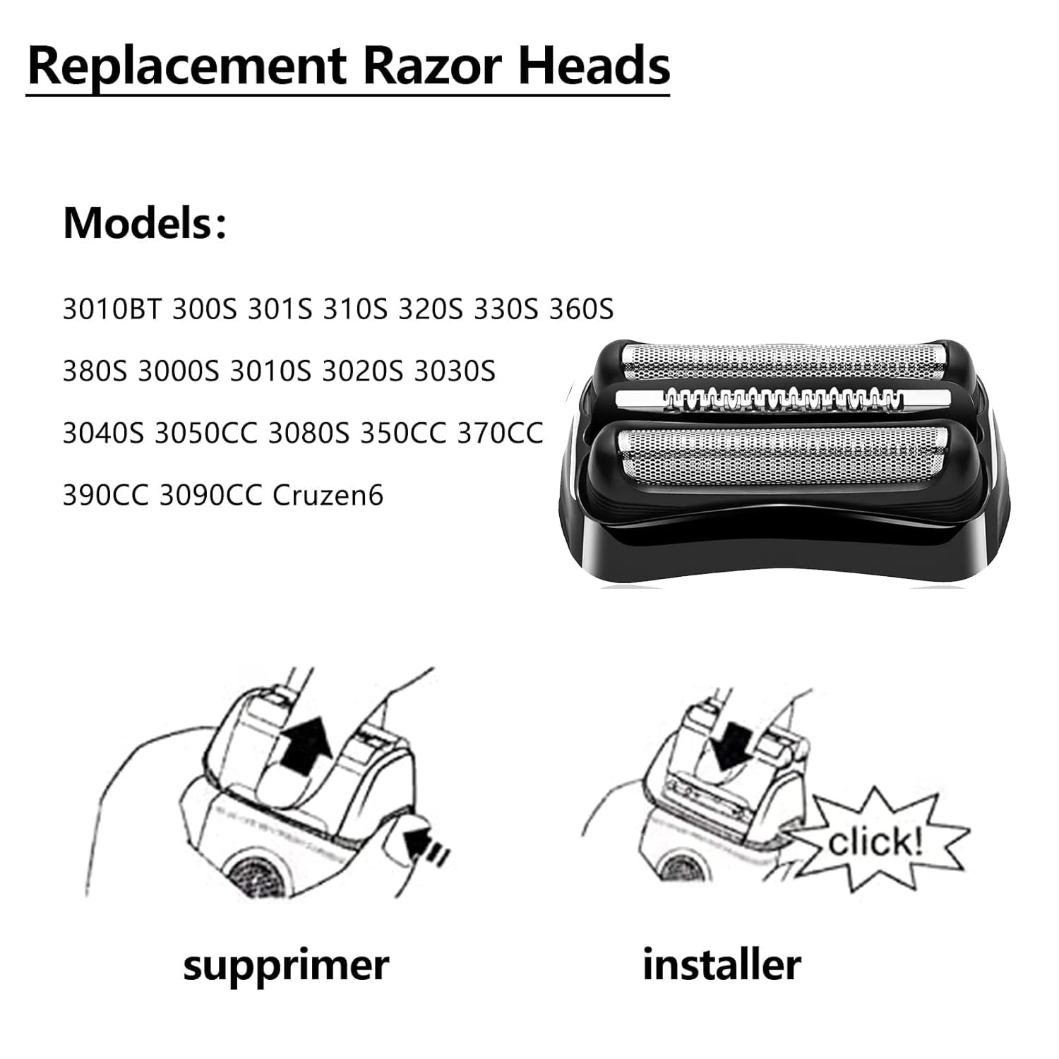 21B Shaver Blades For Braun Series 3 Replacement Head&For Braun S3 Wet And Dry Replacement Head, 21B Foil And Cutter Compatible