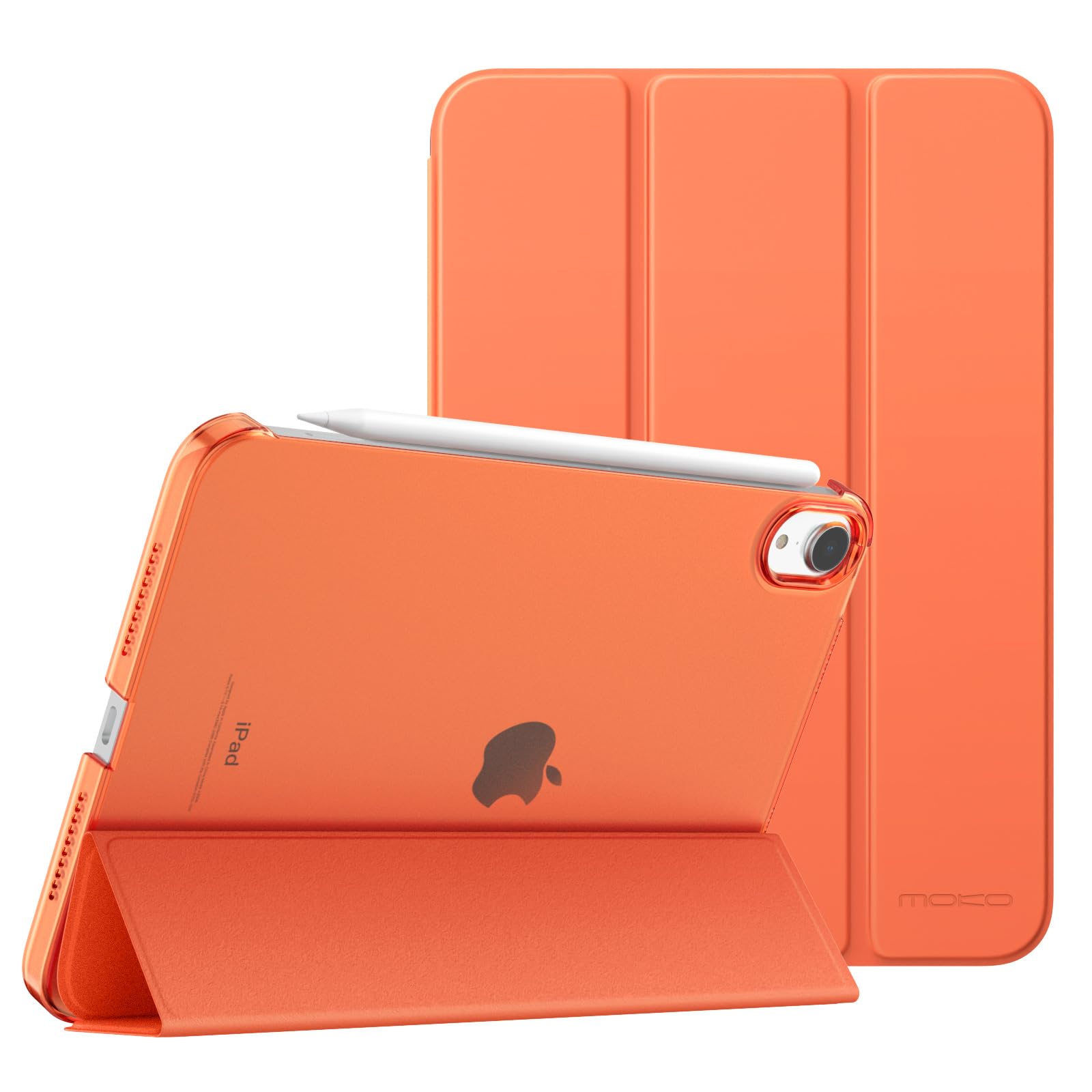 MoKo for iPad Mini 7 (A17 Pro) Case 2024,iPad Mini 6 Case 2021,8.3 inch iPad Mini 7th/6th Generation Case,Slim Lightweight Hard Back Shell Stand Cover for iPad Mini 2024 with Touch ID, Orange