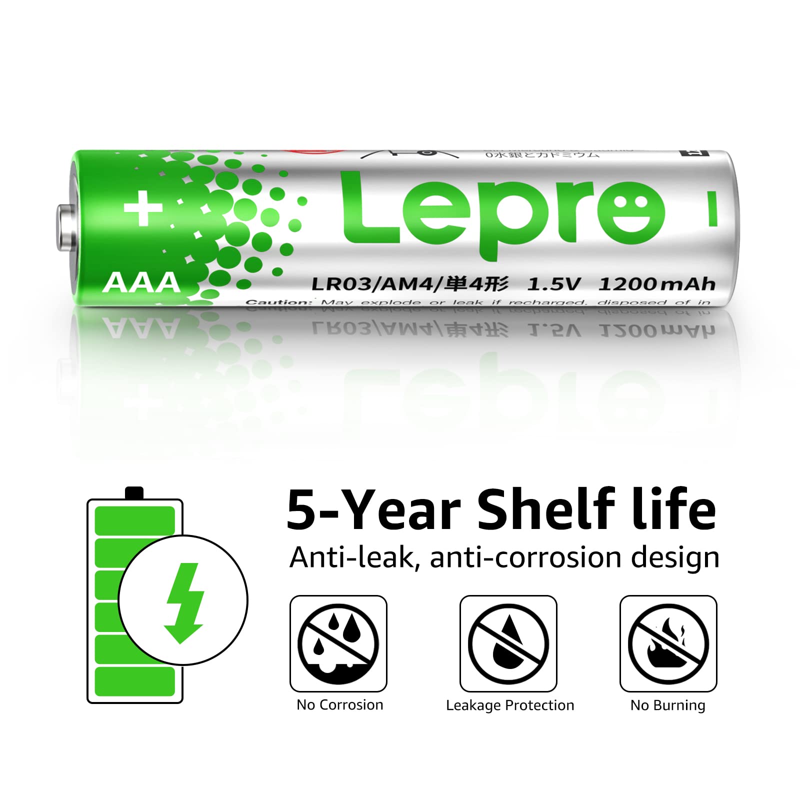 Lepro Aaa Batteries 48 Pack, Triple A Batteries With Ultra Long-Lasting Power - High Performance, 1.5V Leak-Proof, Corrosion-Res