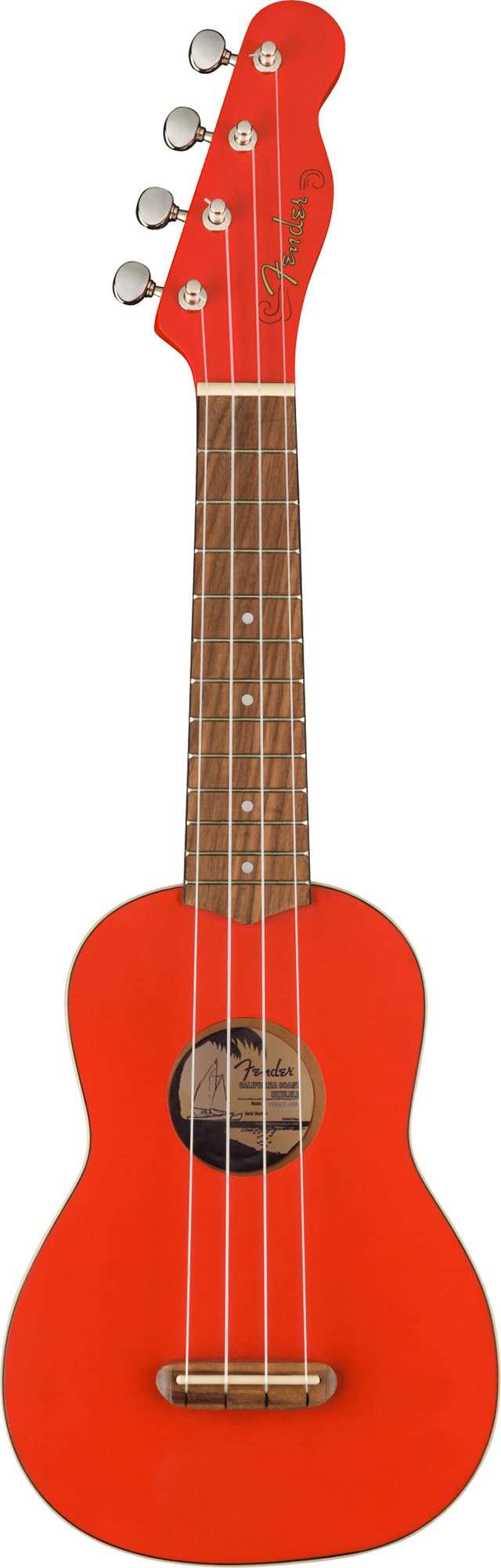 Fender Limited Edition Venice Soprano Ukulele   Fiesta Red Bundle With Gig Bag, Tuner, And Austin Bazaar Instructional Video