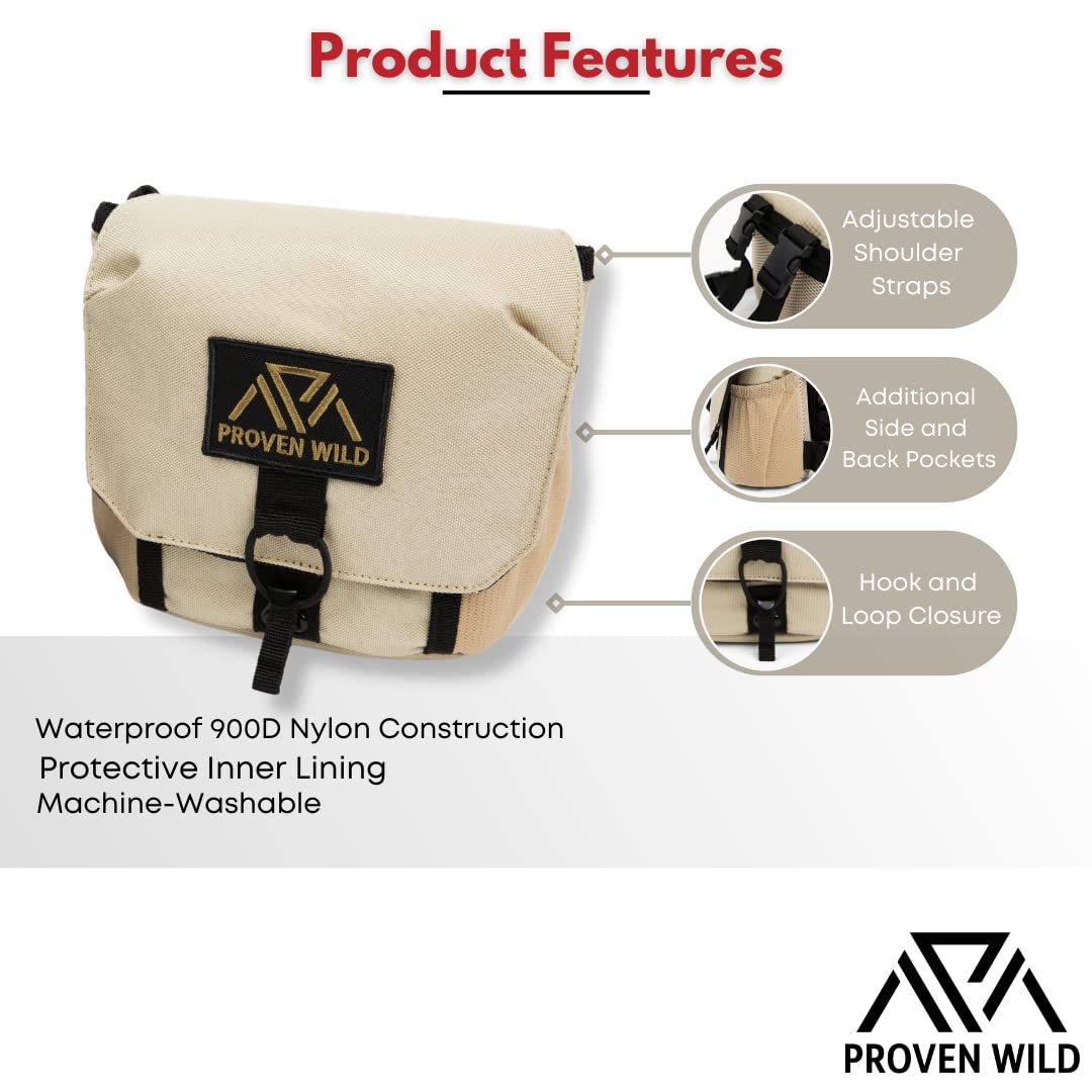 Proven Wild Bino Harness Binocular Harness Chest Pack Made Of Waterproof 900D Nylon | Binocular Harness For Hunting Case With Adjustable Shoulder Straps, 2 Mesh Pockets, And Zipper Back Pocket
