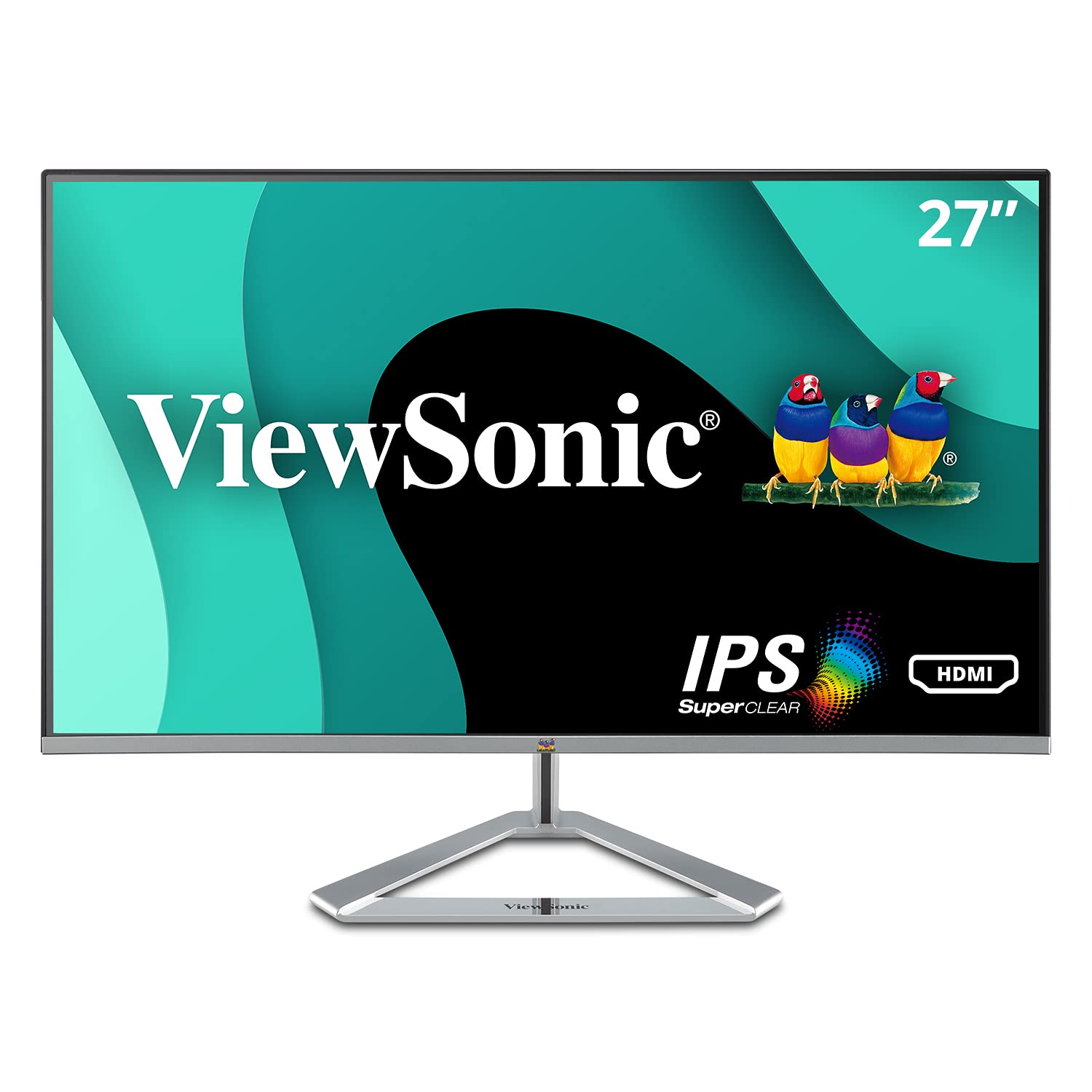 Viewsonic Vx2776 Smhd 27 Inch 1080P Widescreen Ips Monitor With Ultra Thin Bezels, Hdmi And Displayport,Black/Silver