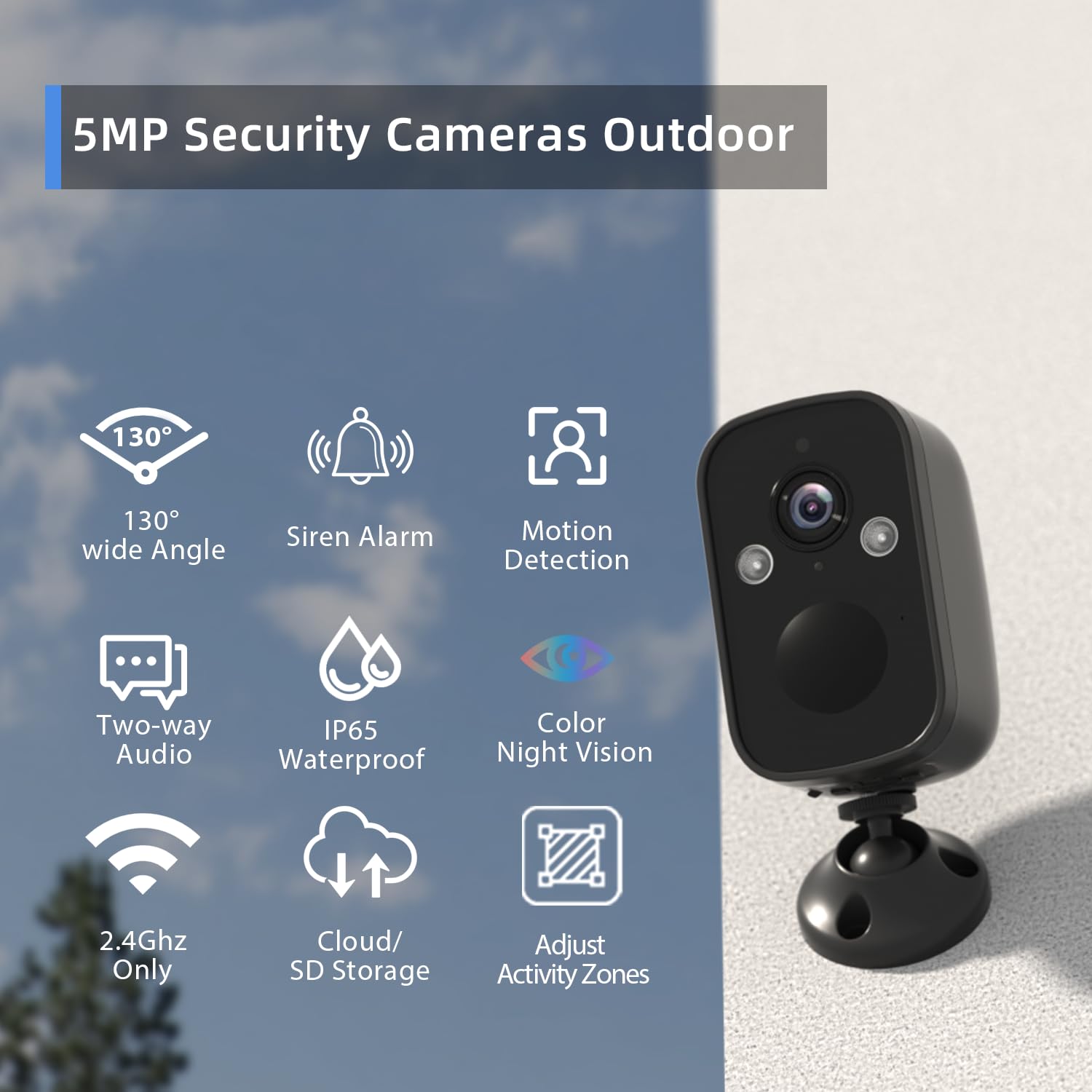 Rraycom 3Pack Security Cameras Wireless Outdoor For Home Security, 5Mp Battery Powered Wifi Indoor Security Camera With Color Night Vision, Ai Motion Detection, 2 Way Talk, Cloud/Sd, Works With Alexa