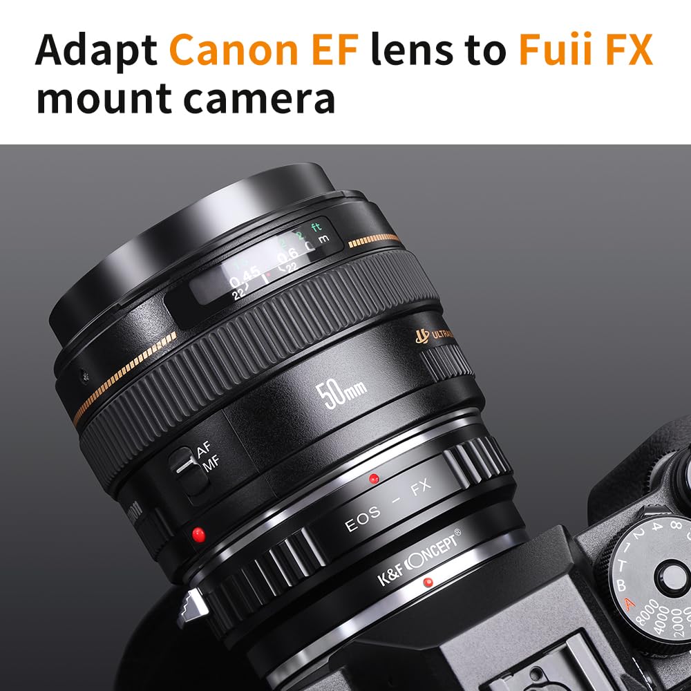 K&F Concept Lens Mount Adapter Eos Ef/Efs Lens To Fuji Fx Mount X Pro1 X Camera X Series Mirrorless Cameras