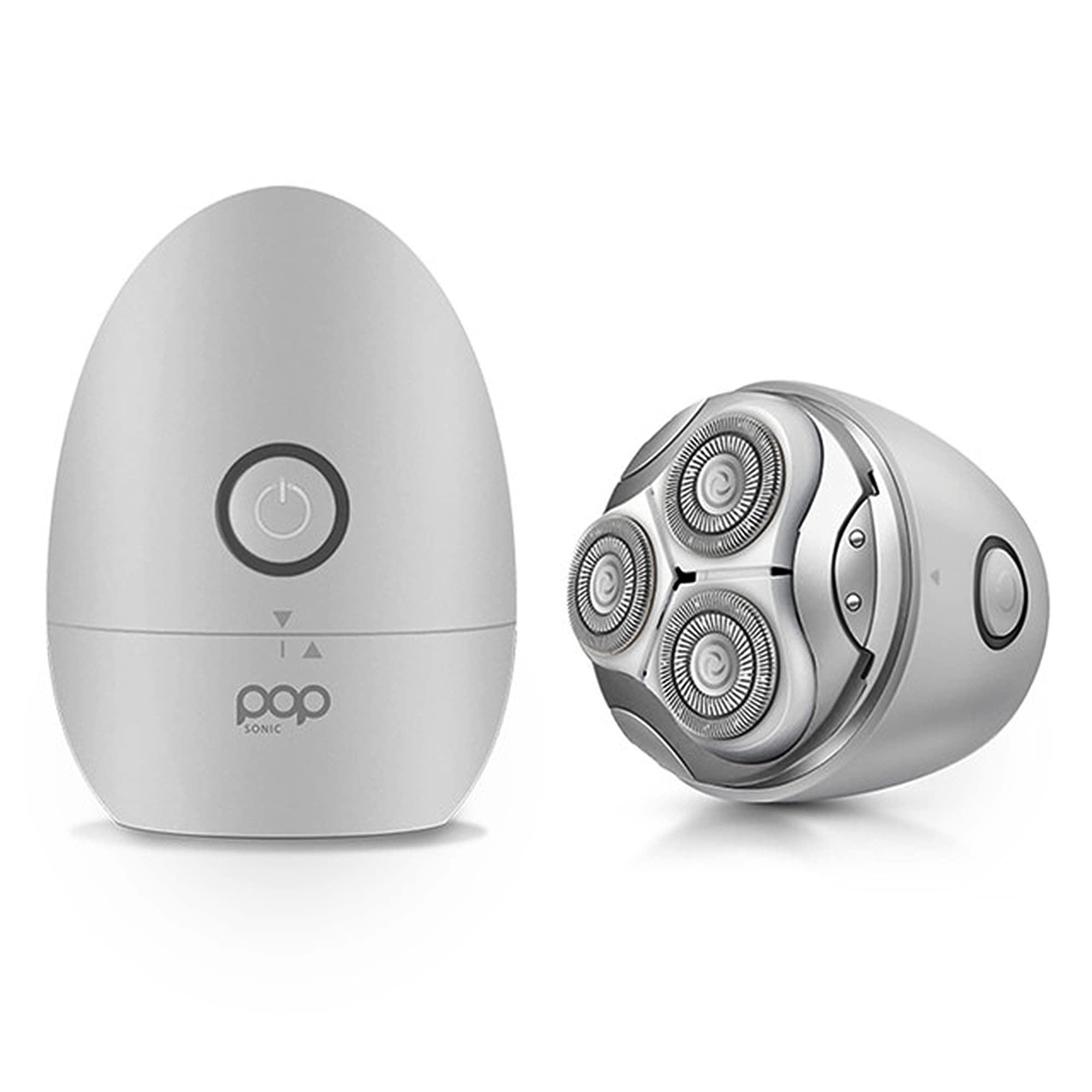 Pop Sonic Moon Shaver (Silver) - Face & Body Shavers For Men & Women - 3 Floating Rotary Heads Face Shaver W/Removable Cap - Lon