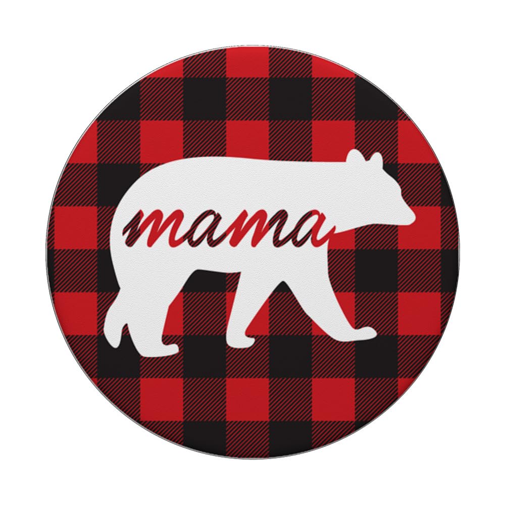 Mama Bear Lumberjack Buffalo Plaid Popsockets Popgrip: Swappable Grip For Phones & Tablets Popsockets Adhesive Popgrip