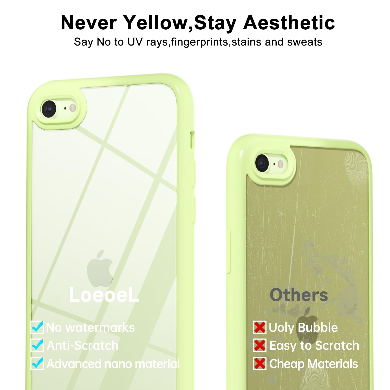 Loeoel For Iphone Se 2022/2020/ 7/8 Case Clear, Transparent Hybrid Se 2022 Phone Case [Hard Plastic & Soft Silicone Bumper] Acry