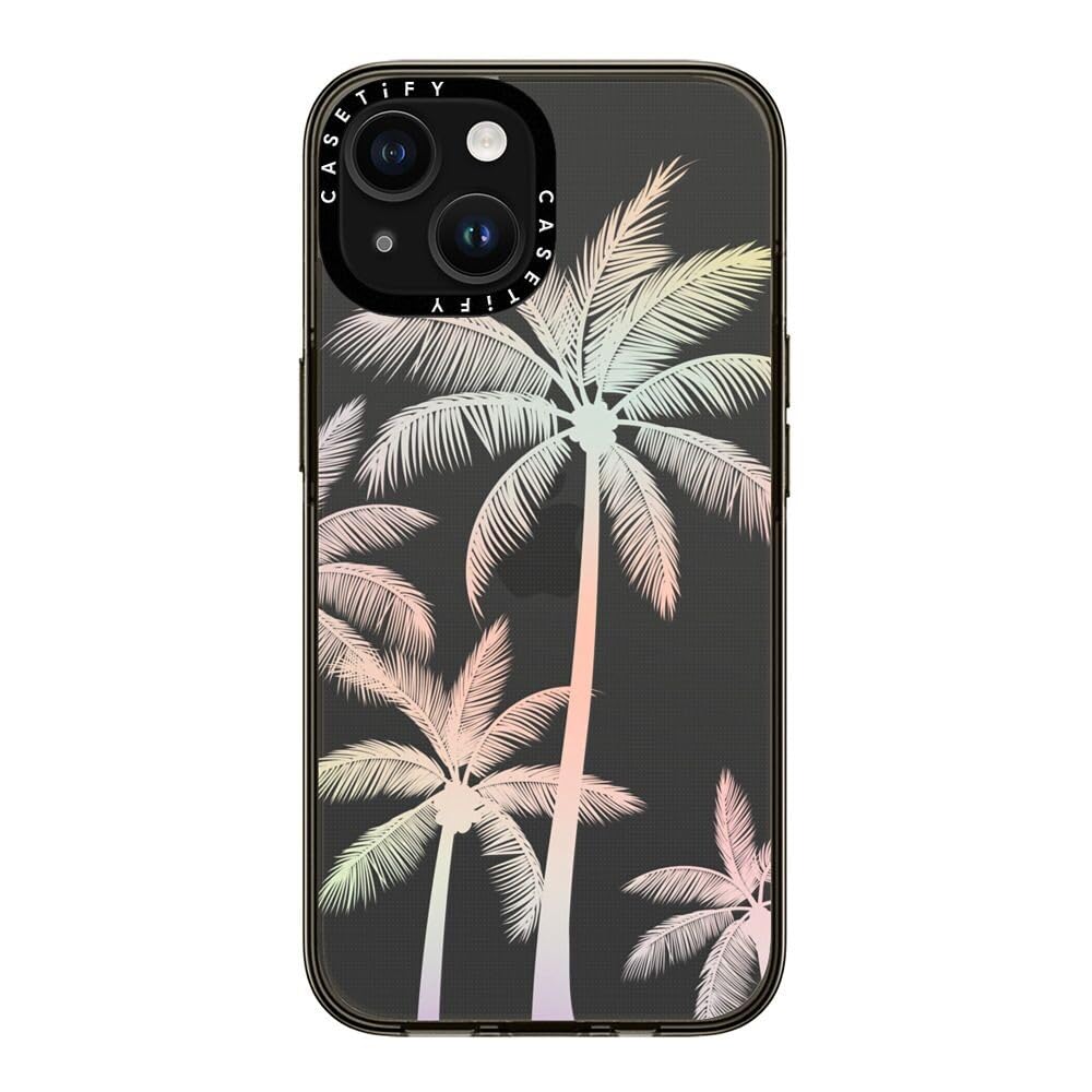 Casetify Compact Case For Iphone 15 [2X Military Grade Drop Tested / 4Ft Drop Protection]   Modern Tropical Palm Tree   Clear Bl