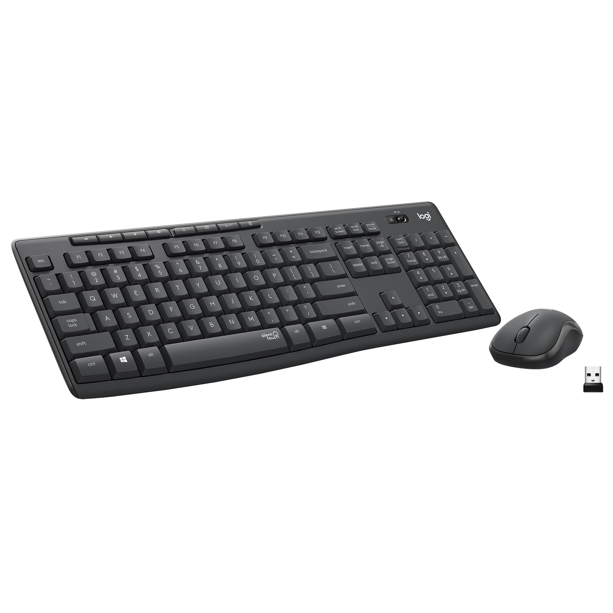 Logitech MK295 Wireless Mouse & Keyboard Combo with SilentTouch Technology, Full Numpad, Advanced Optical Tracking, Lag-Free Wir