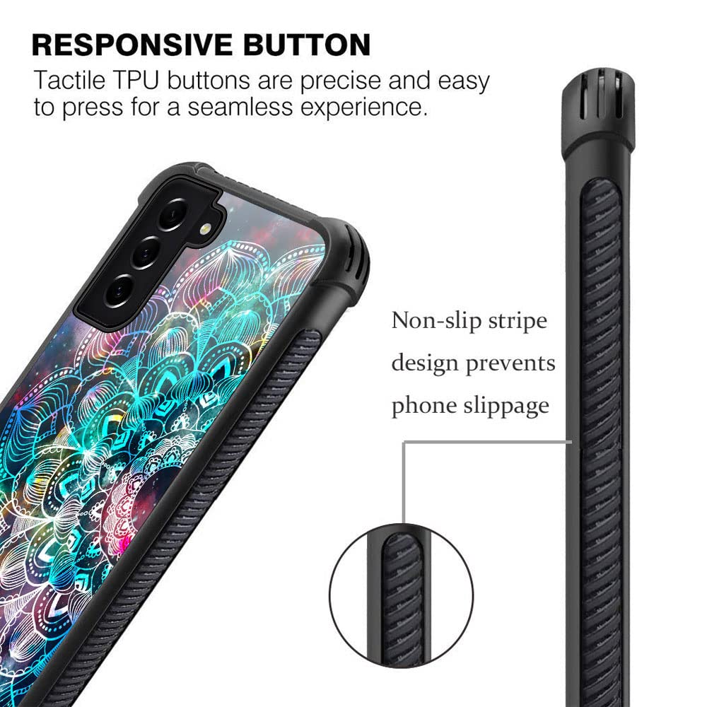 ZHEGAILIAN Samsung Galaxy S21 FE 5G Phone Case Mandala Design Anti-Scratch Shockproof TPU Organic Glass 4 Mandala