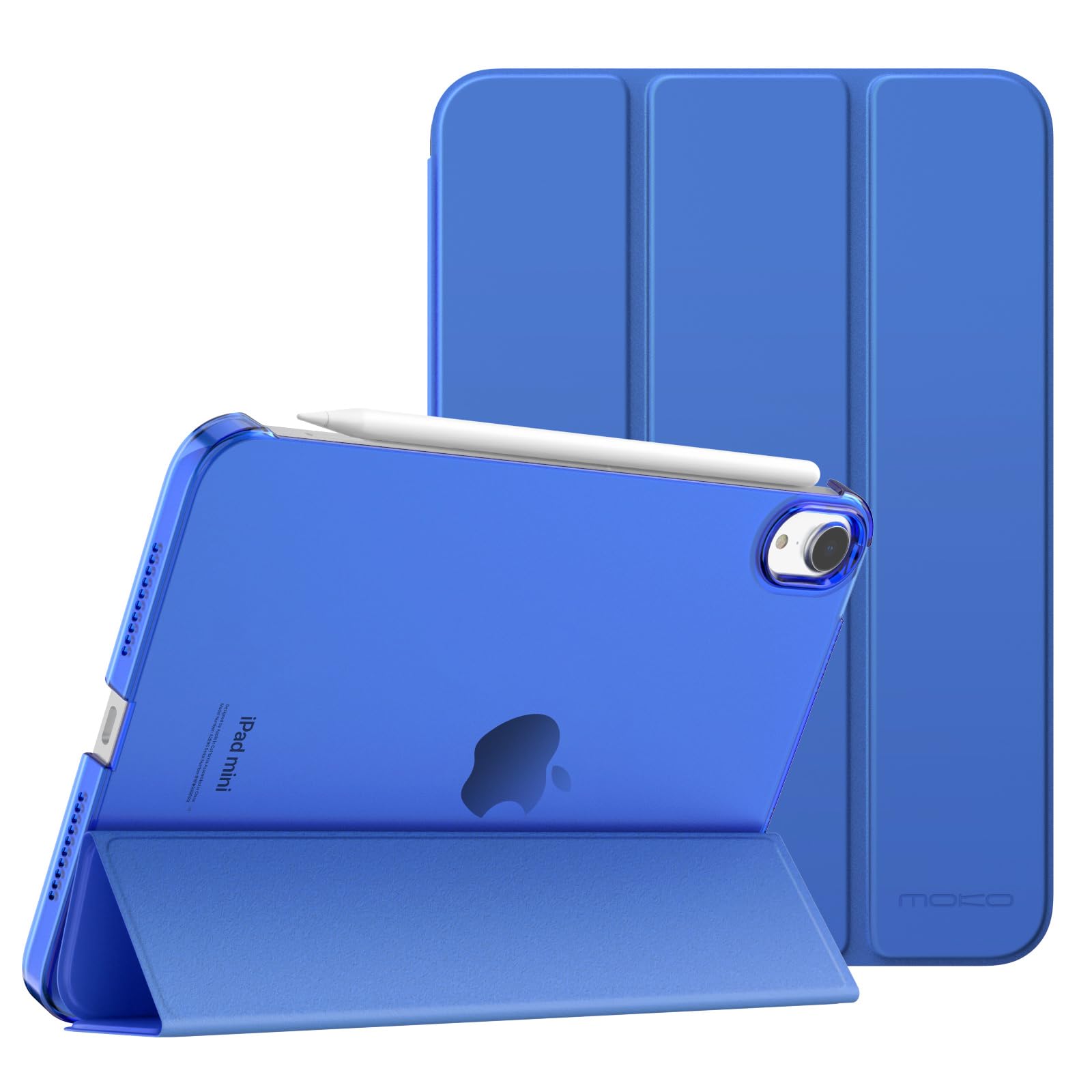 MoKo for iPad Mini 7 (A17 Pro) Case 2024,iPad Mini 6 Case 2021,8.3 inch iPad Mini 7th/6th Generation Case,Slim Lightweight Hard Back Shell Stand Cover for iPad Mini 2024 with Touch ID, Cobalt Blue