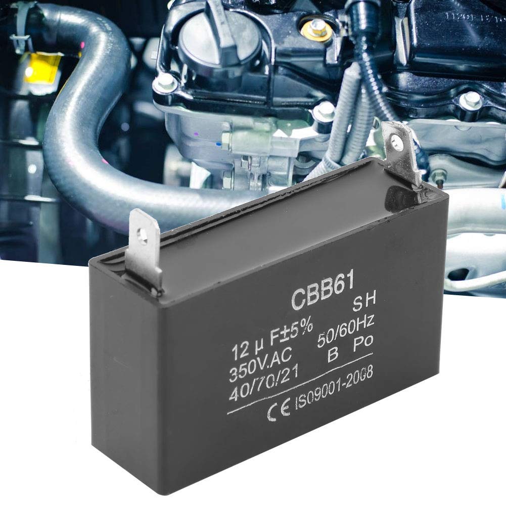 Fafeicy 2 Pcs Cbb61 Capacitor, Ac350V Plastic Capacitor, Gasoline Generator Starting Air Conditioning Motor Capacitor 350Vac 12U