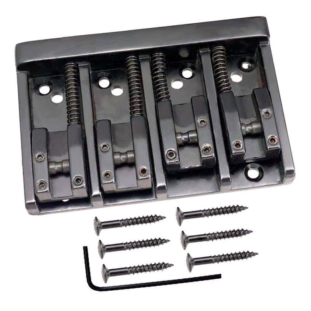 Vintage 4 String Bass Bridge Tailpiece A Style Roller Saddle Bridge Top Load Or String Through Body (Black)