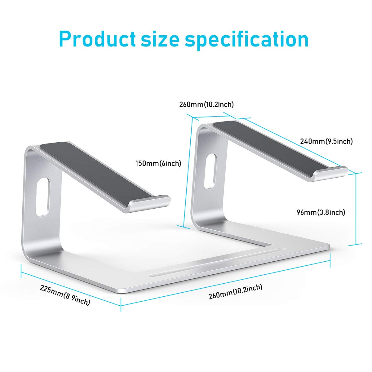 Laptop Stand For Desk, Detachable Laptop Riser Notebook Holder Stand Ergonomic Aluminum Laptop Mount Computer Stand, Compatible With Macbook Air Pro, Dell Xps, Lenovo More 10 18' Laptops