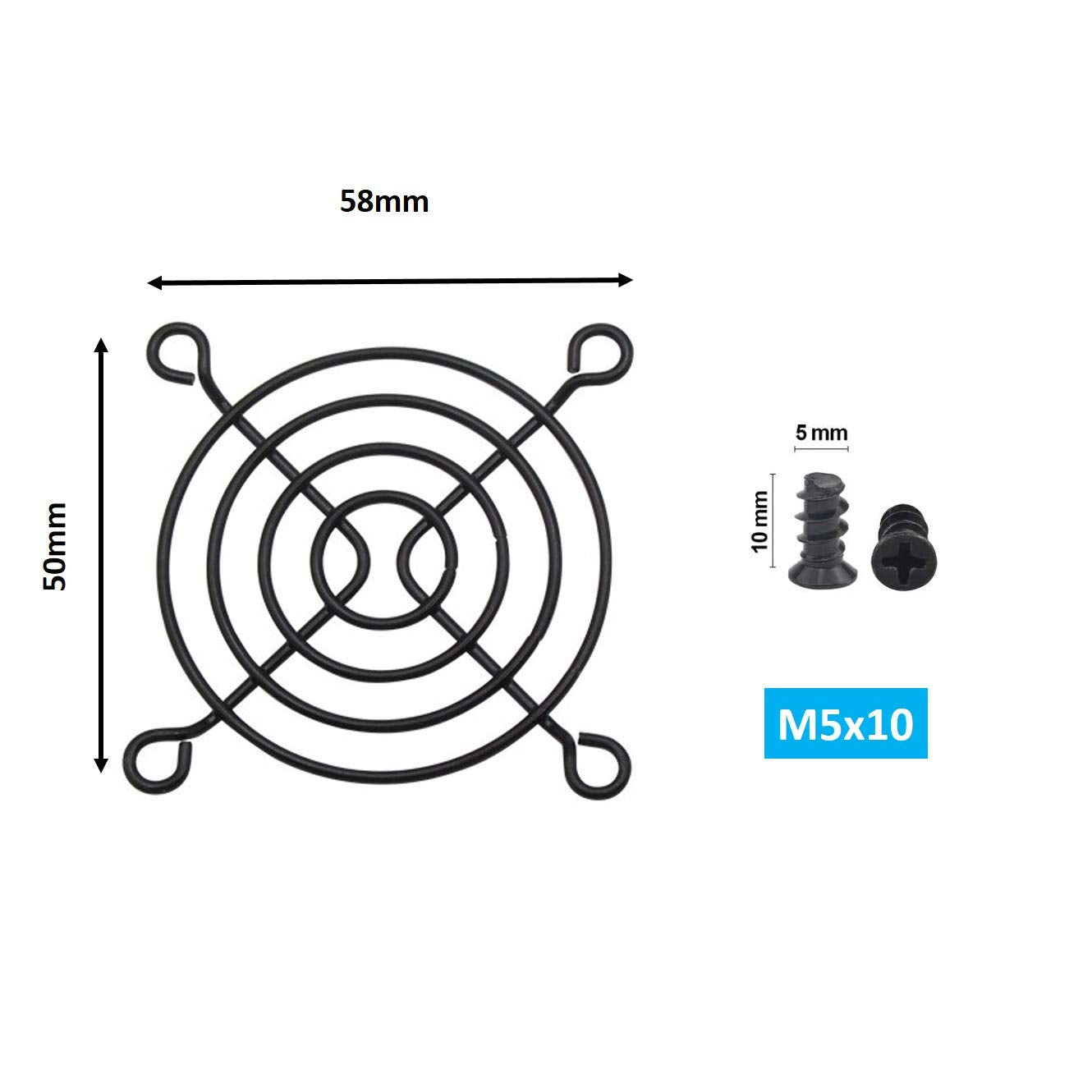Easycargo 4Pcs 60Mm Fan Grill 60Mm Guard Black With Screws (Black 60Mm)