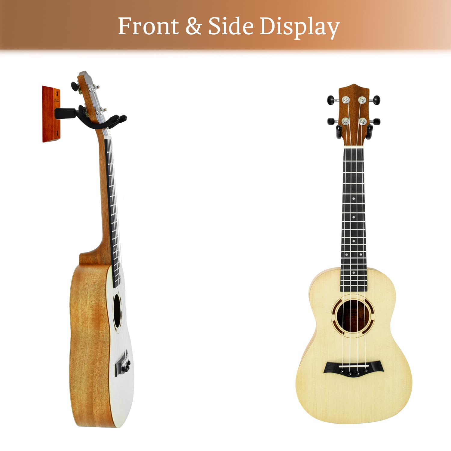 Ukulele Wall Mount Hanger 2 Pack, Mahogany Wood U Shaped Ukulele Holder Hanger, Ukulele Wall Mount Hook For Ukulele Banjo Mandol