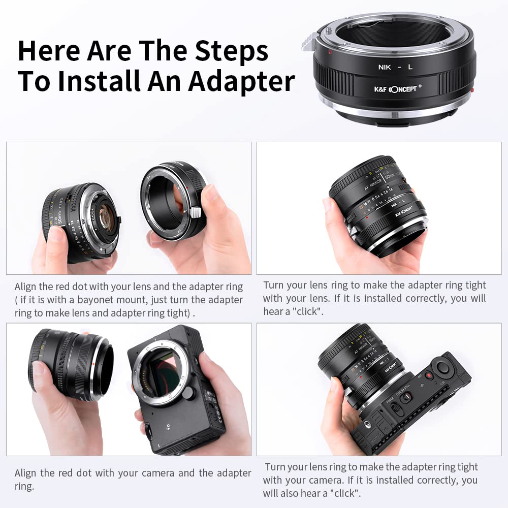 K&F Concept Lens Mount Adapter Nik L Manual Focus Compatible With Nikon F Lens To L Mount Camera Body