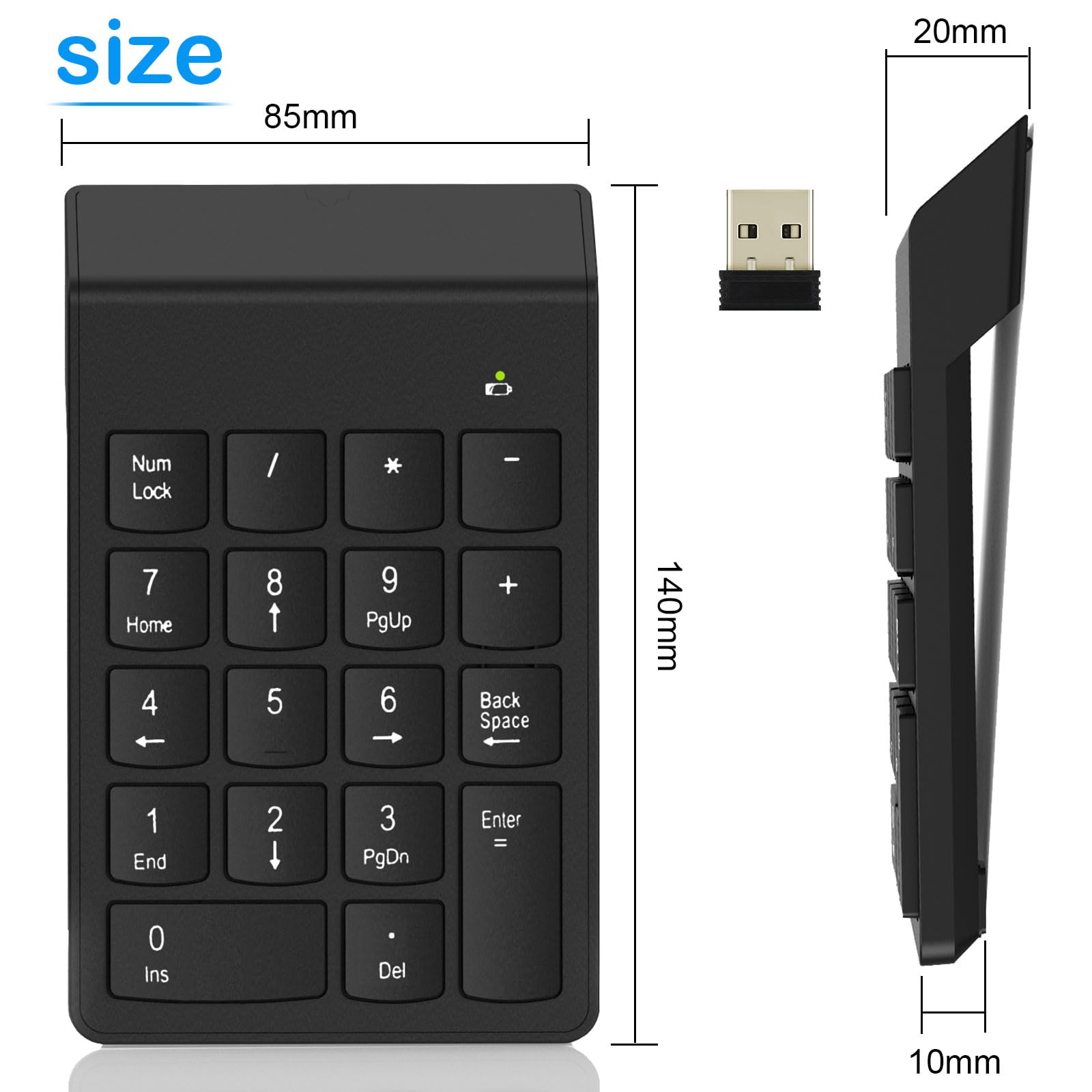 Noox Wireless Number Pad, Numeric Keypad Numpad Keyboard 10 Key Usb Keypad Office Accounting Essentials Desktop Computer Laptops
