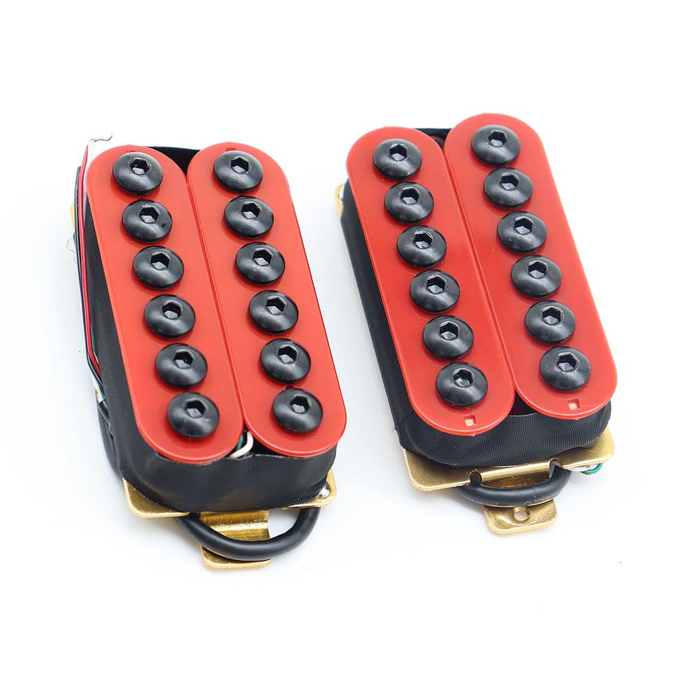 High Output Invader Style Guitar Humbucker Pickups Ceramic Magnet Neck And Bridge Pickups For Electric Guitar Parts (Red)