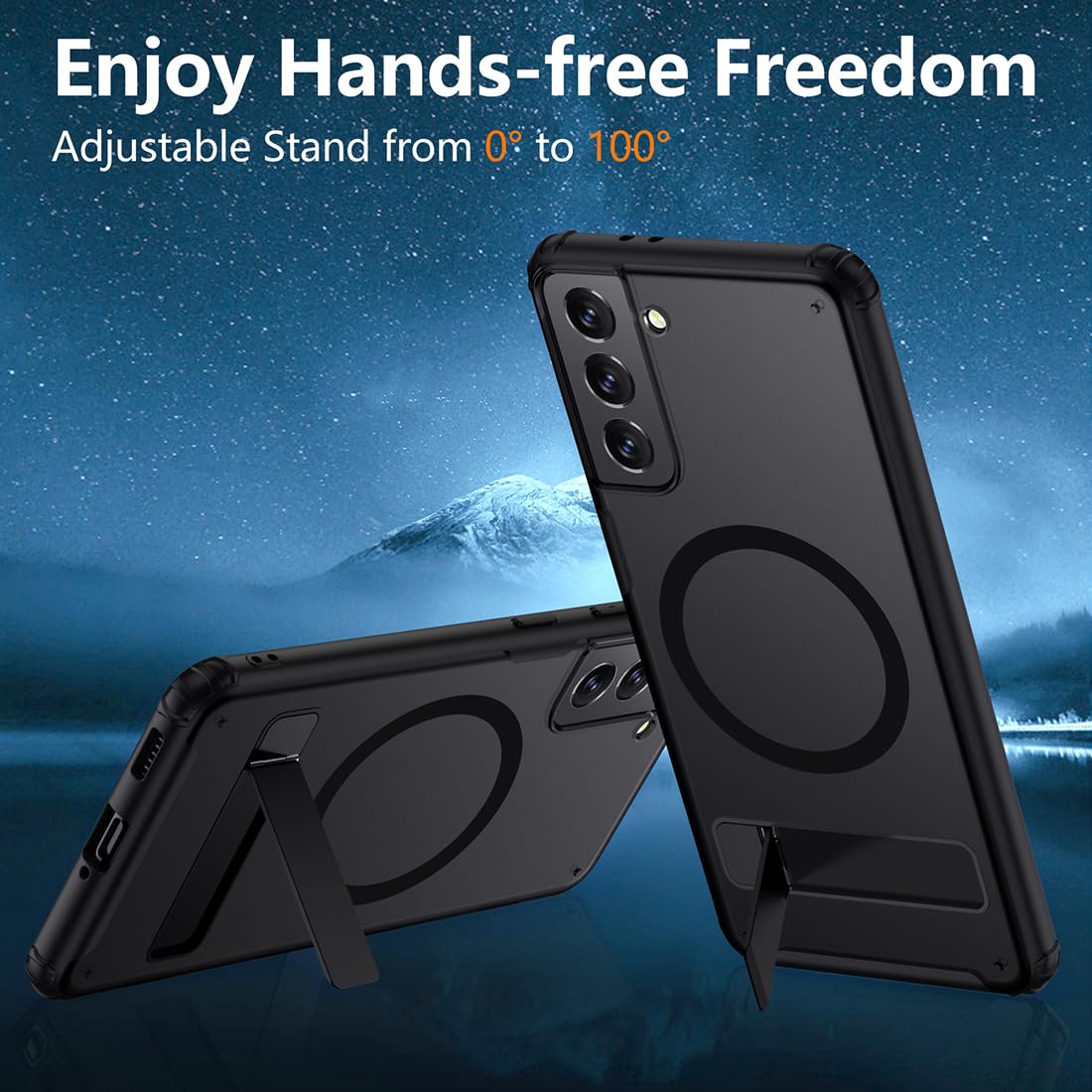 Tianniuke Magnetic Case For Samsung Galaxy S21,Compatible With Magsafe,Adjustable Kickstand,Translucent Matte Anti Fingerprint,S