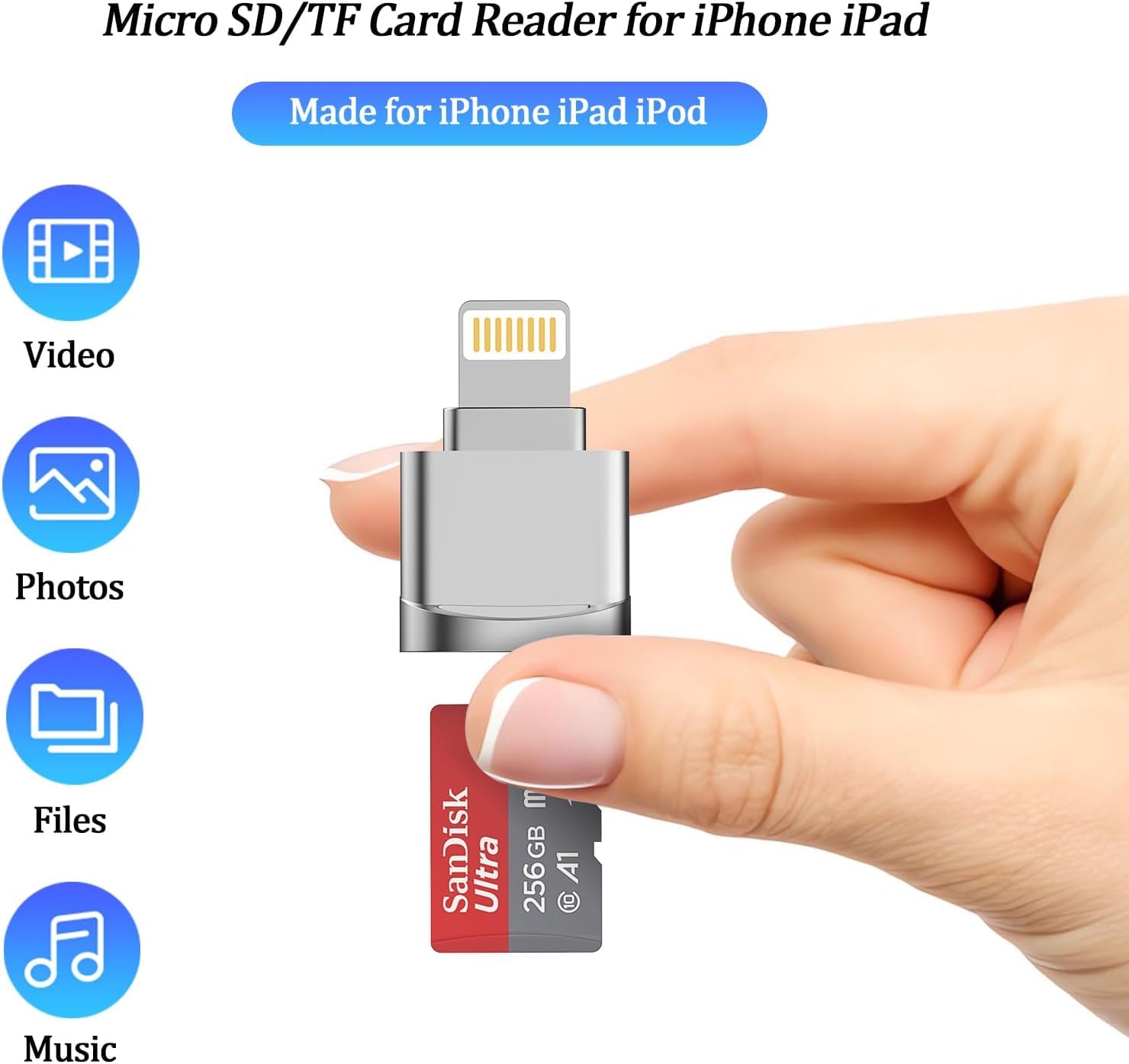 Micro Sd Card Reader For Iphone Ipad,[Apple Mfi Certified] Lightning To Micro Sd/Tf Card Reader Viewer Adapter Memory Card Readi