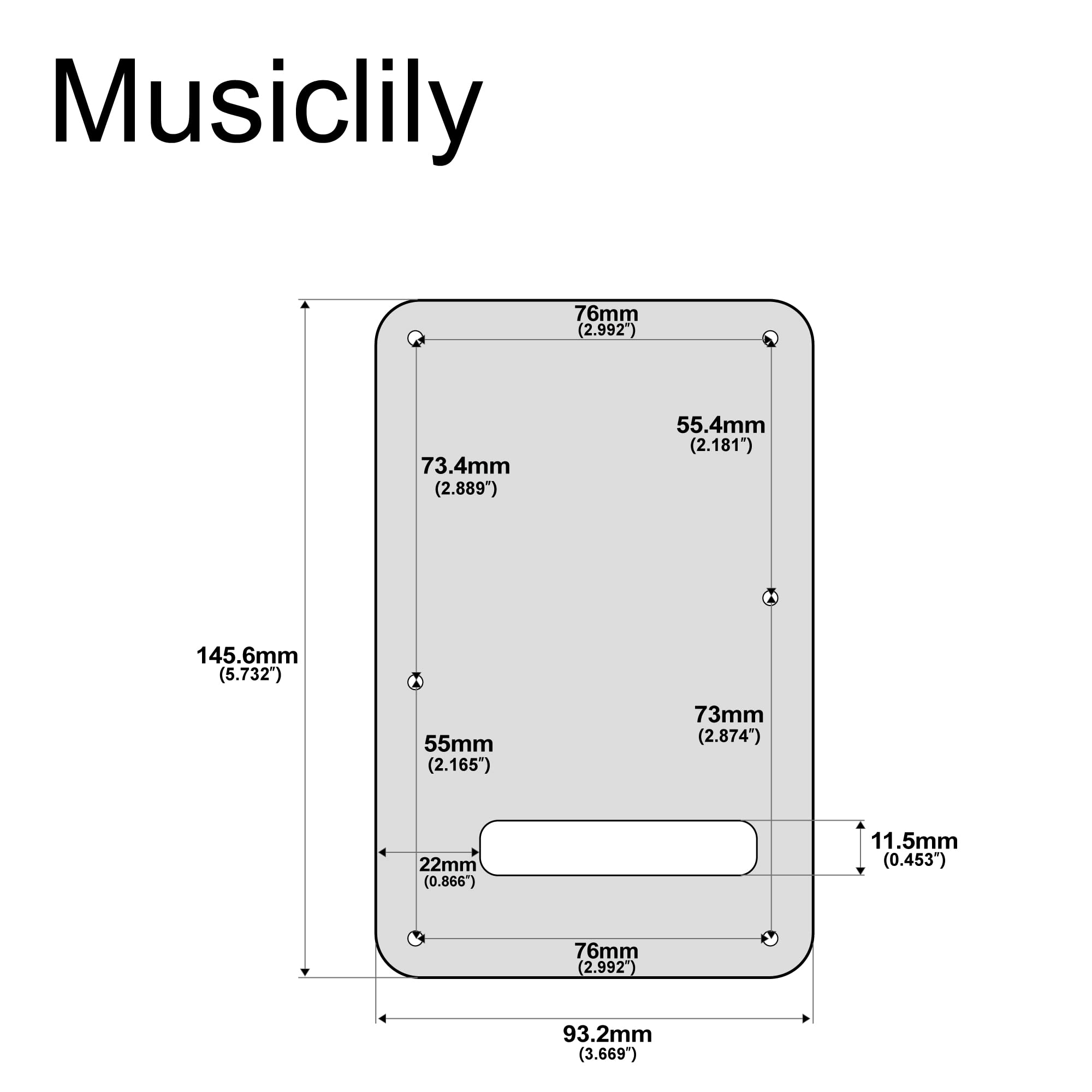 Musiclily 6 Hole Guitar Strat Back Plate Tremolo Cavity Cover Backplate For Fender Usa/Mexican Made Standard Stratocaster Modern