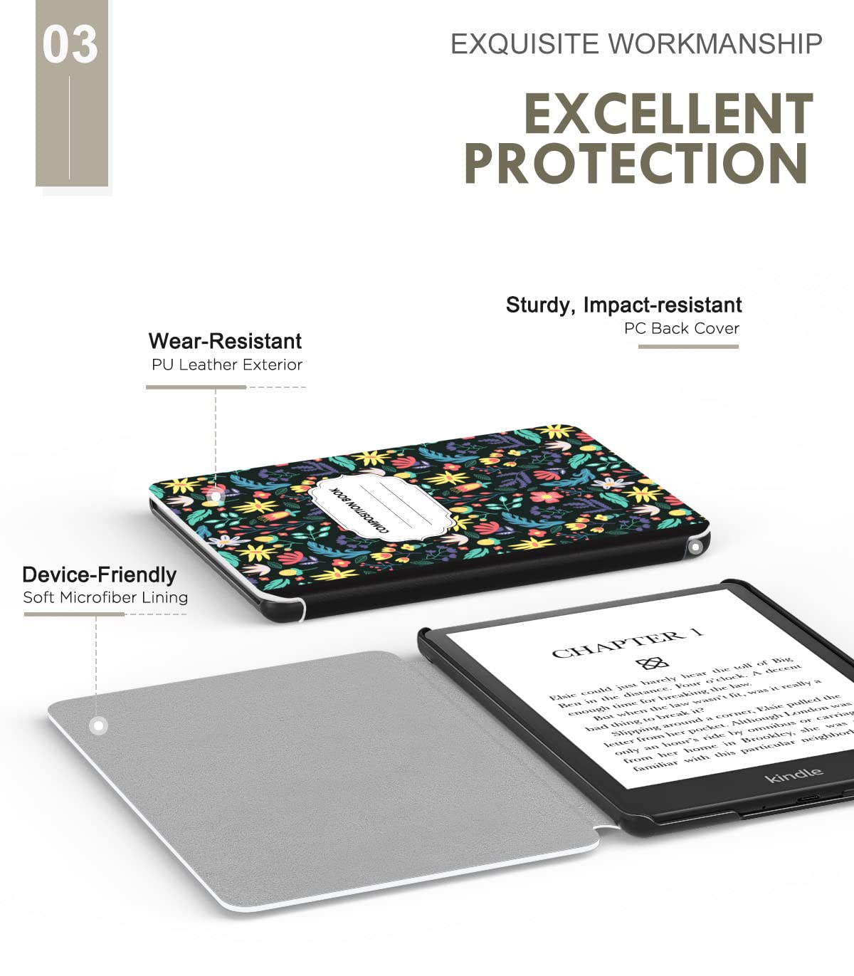 Moko Case For 6.8'' Kindle Paperwhite (11Th Generation 2021) And Kindle Paperwhite Signature Edition, Light Shell Cover With Aut