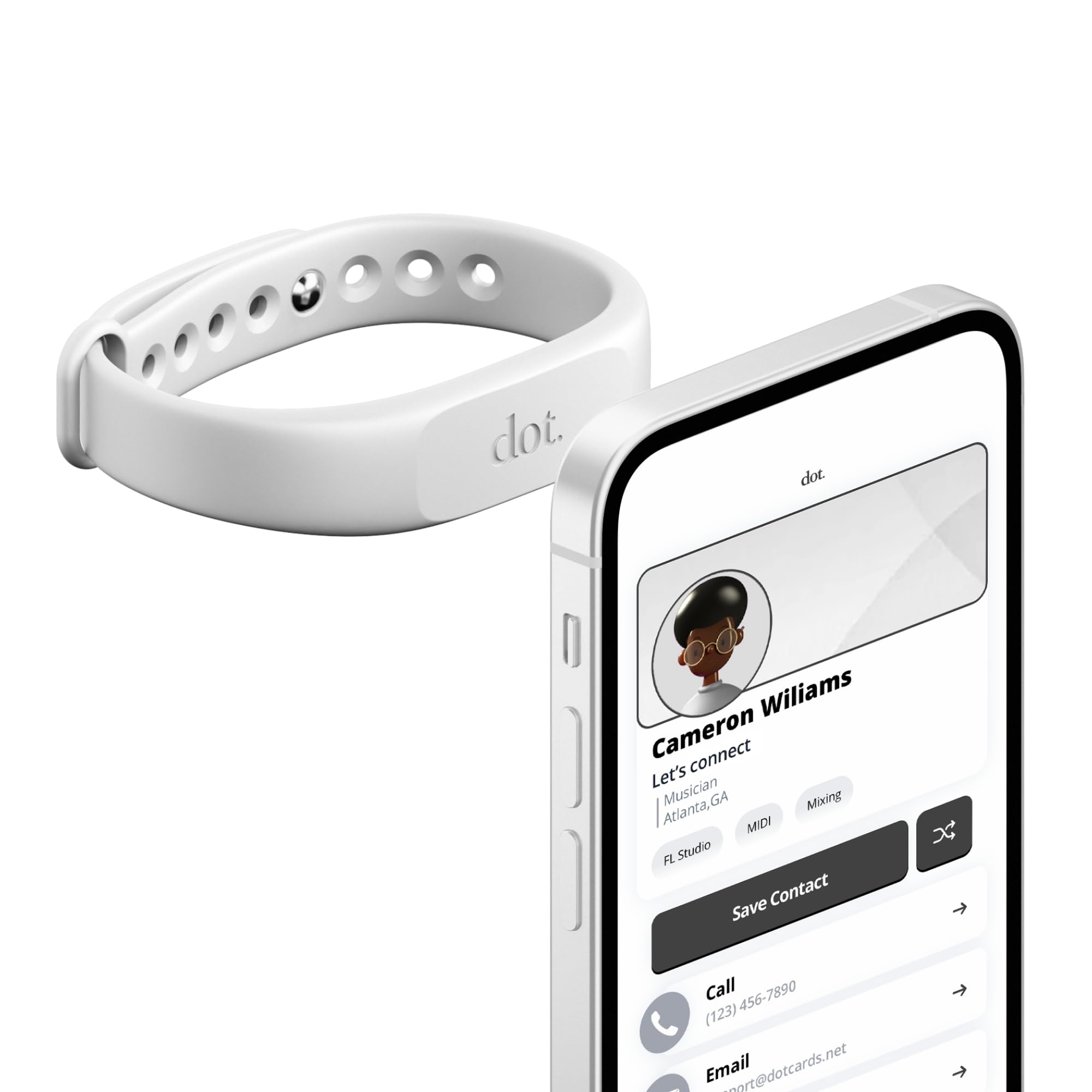 Dot. Band   Digital Business Card Wristband   Tap To Share Nfc   Iphone & Android (White)