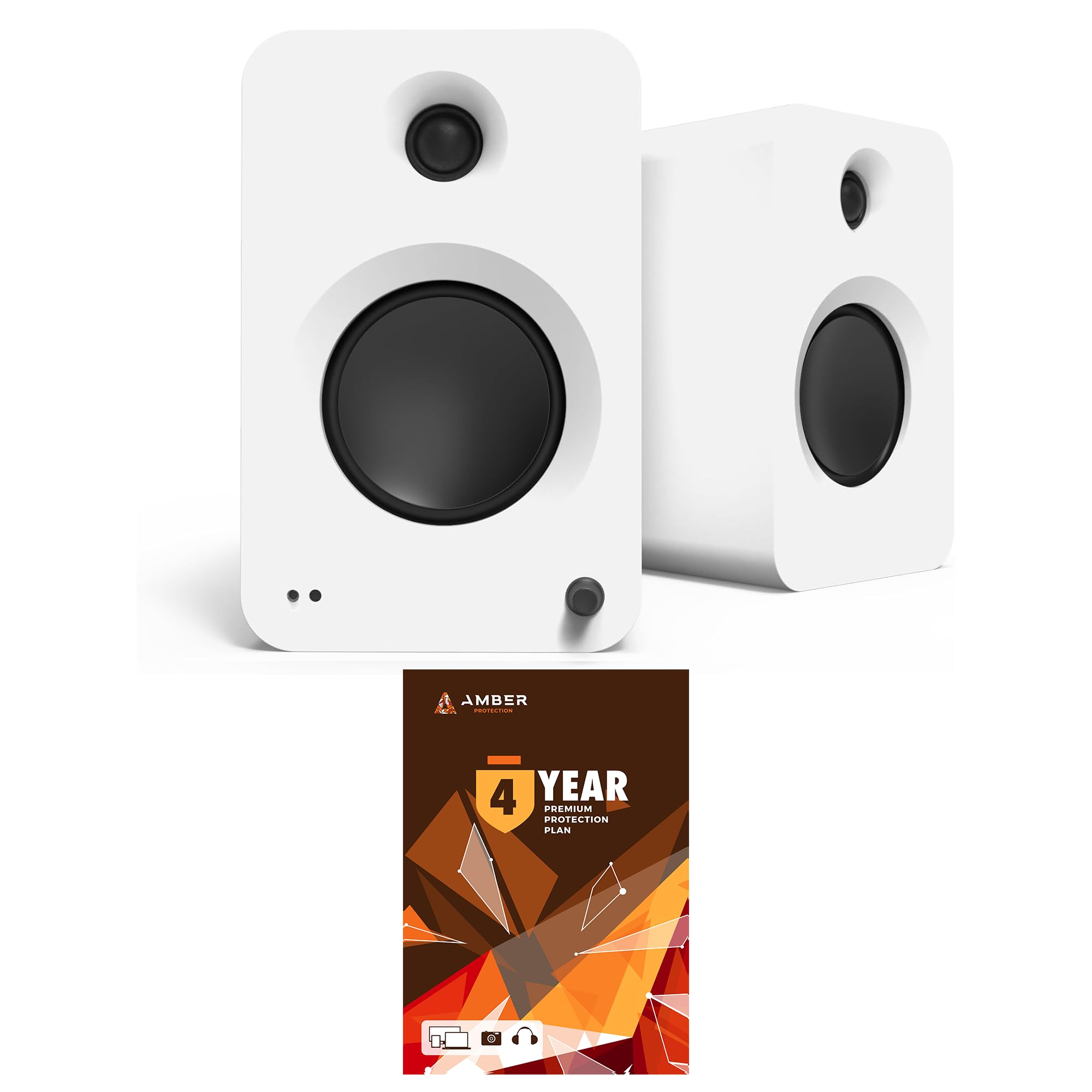 Kanto REN MW Bluetooth Powered Bookshelf Speakers - Matte White Pair with 4 Year Amber Protection Plan (2024)
