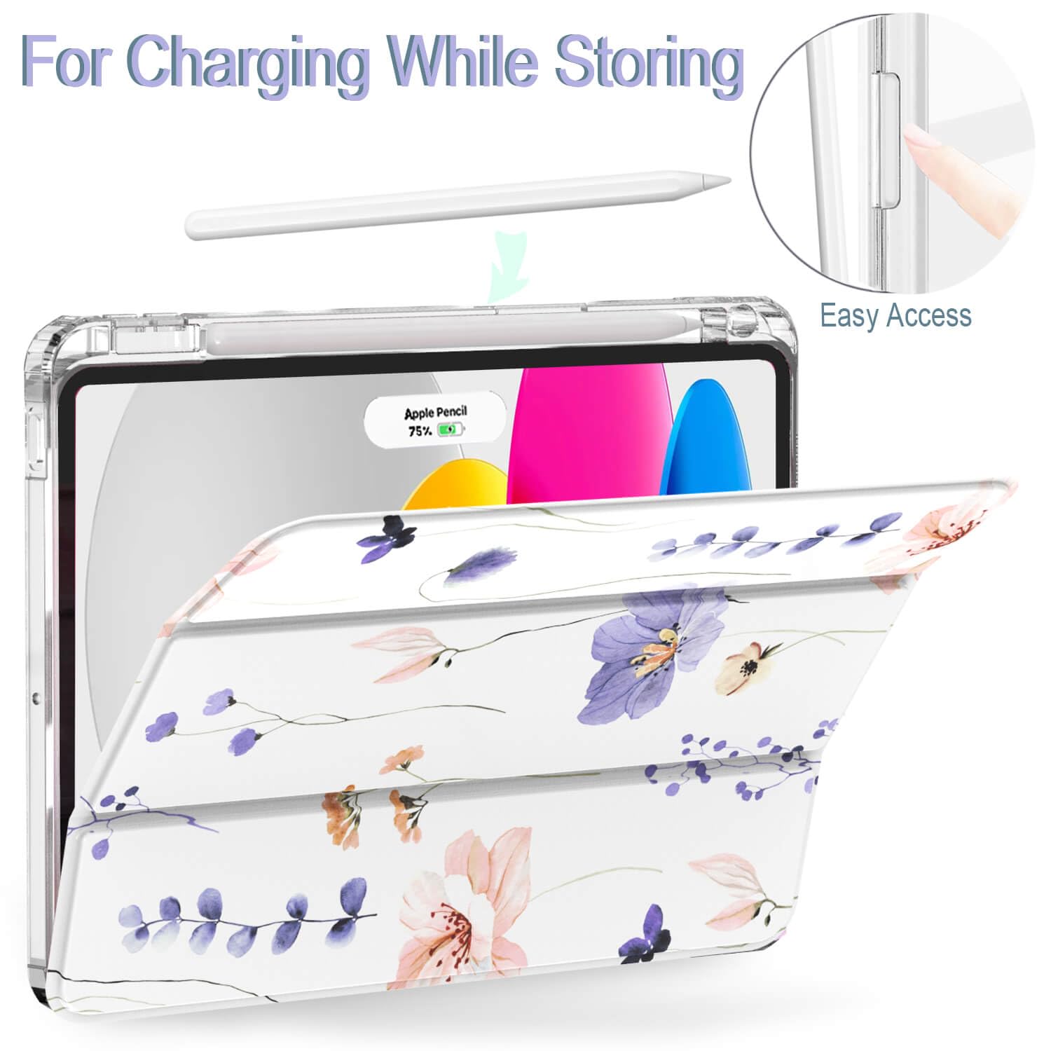 Feams Case For Ipad Air 11 Inch M2 (2024) / Ipad Air 5Th Generation Case, Trifold Ipad Air 5Th/4Th 10.9 Inch 2022/2020 Case Clea