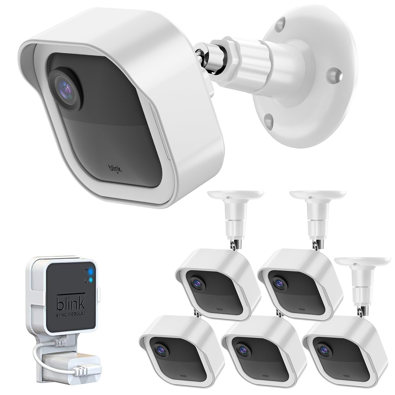 All New Blink Outdoor Camera Wall Mount, 360� Adjustable Mount And Weather Proof Protective Housing With Blink Sync Module Outlet Mount For Blink Outdoor (4Th & 3Rd Gen) Camera System (White, 5 Pack)