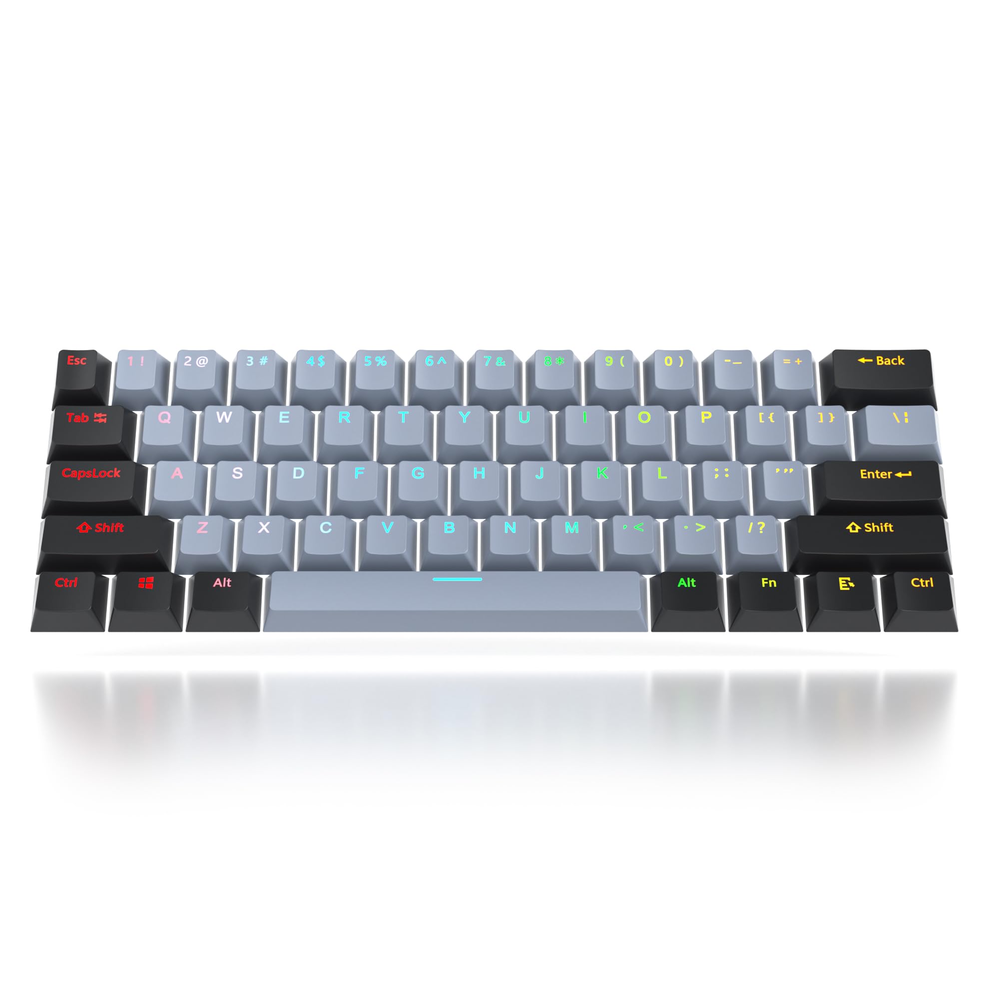 Guffercty Kred 61 Keys Pbt 60% Keycaps 60 Percent Shine Through Oem Profile Keycaps Backlit Us Layout For 60% Mechanical Keyboar
