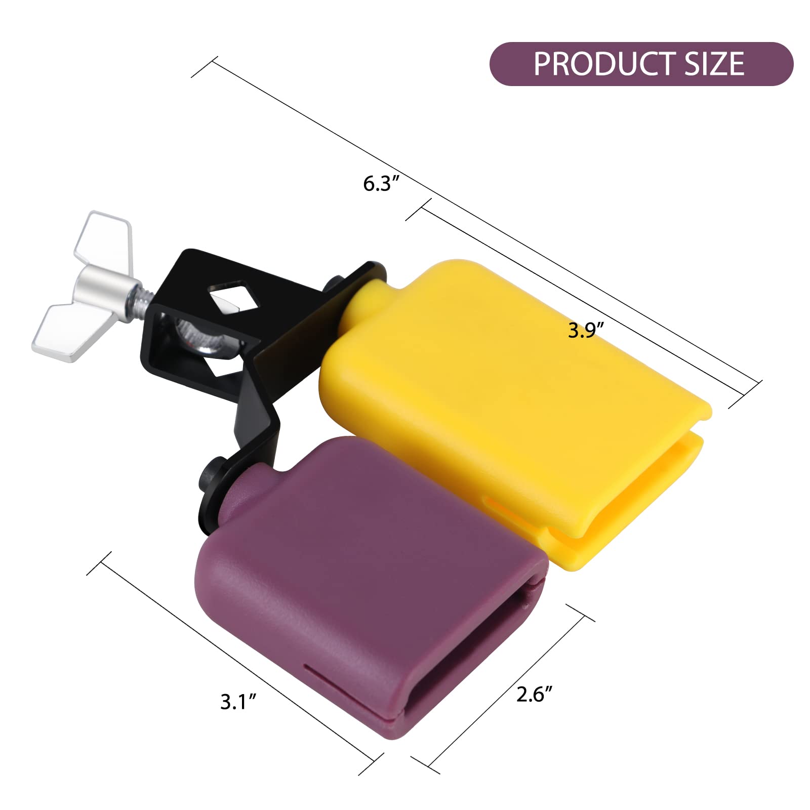 Ranming Jam Block Plastic Cow Bell Double Sambago Bell Jam Block For Band Practice Festival Performance,Latin Percussion Instrum