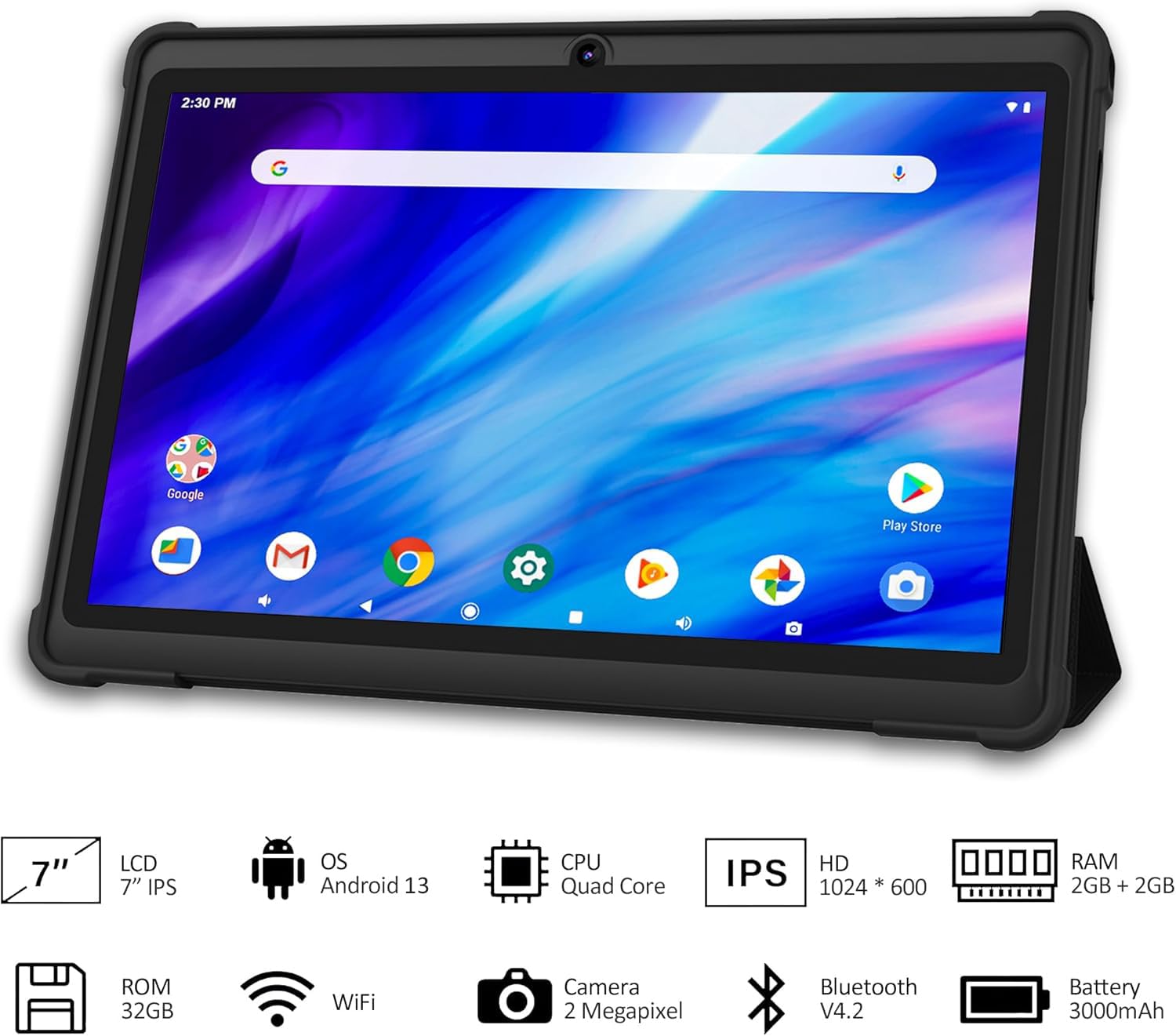 Volentex 7 Inch Tablet, Quad Core Android 13 Os, 32Gb Rom, Wifi, Bluetooth, Dual Camera, Usb C Tablet Pc, 7  Touch Screen Ips Hd